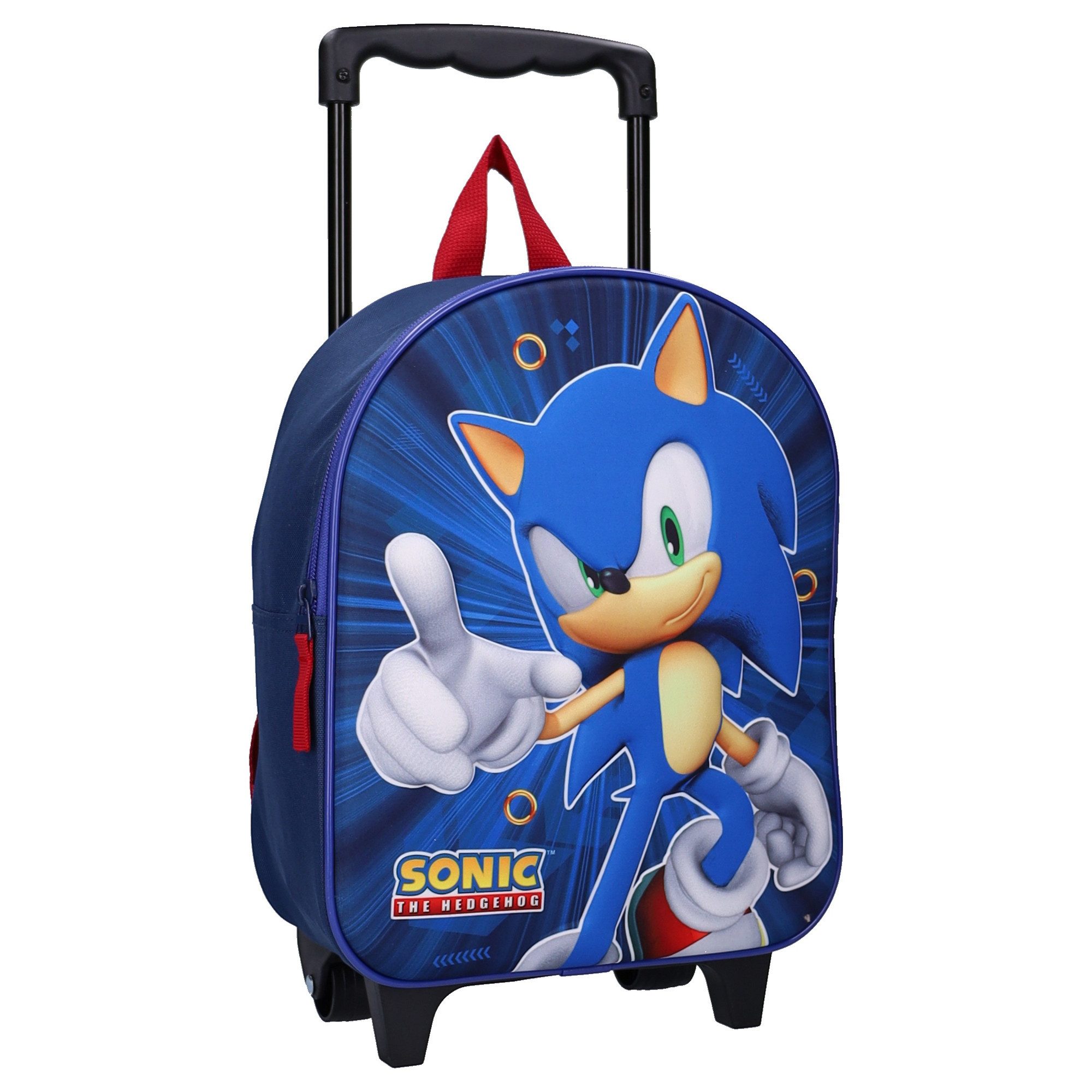 Sonic The Hedgehog Rucksack 3D Trolley Rucksack Great Escapes Kinder Schulrucksack mit Rollen