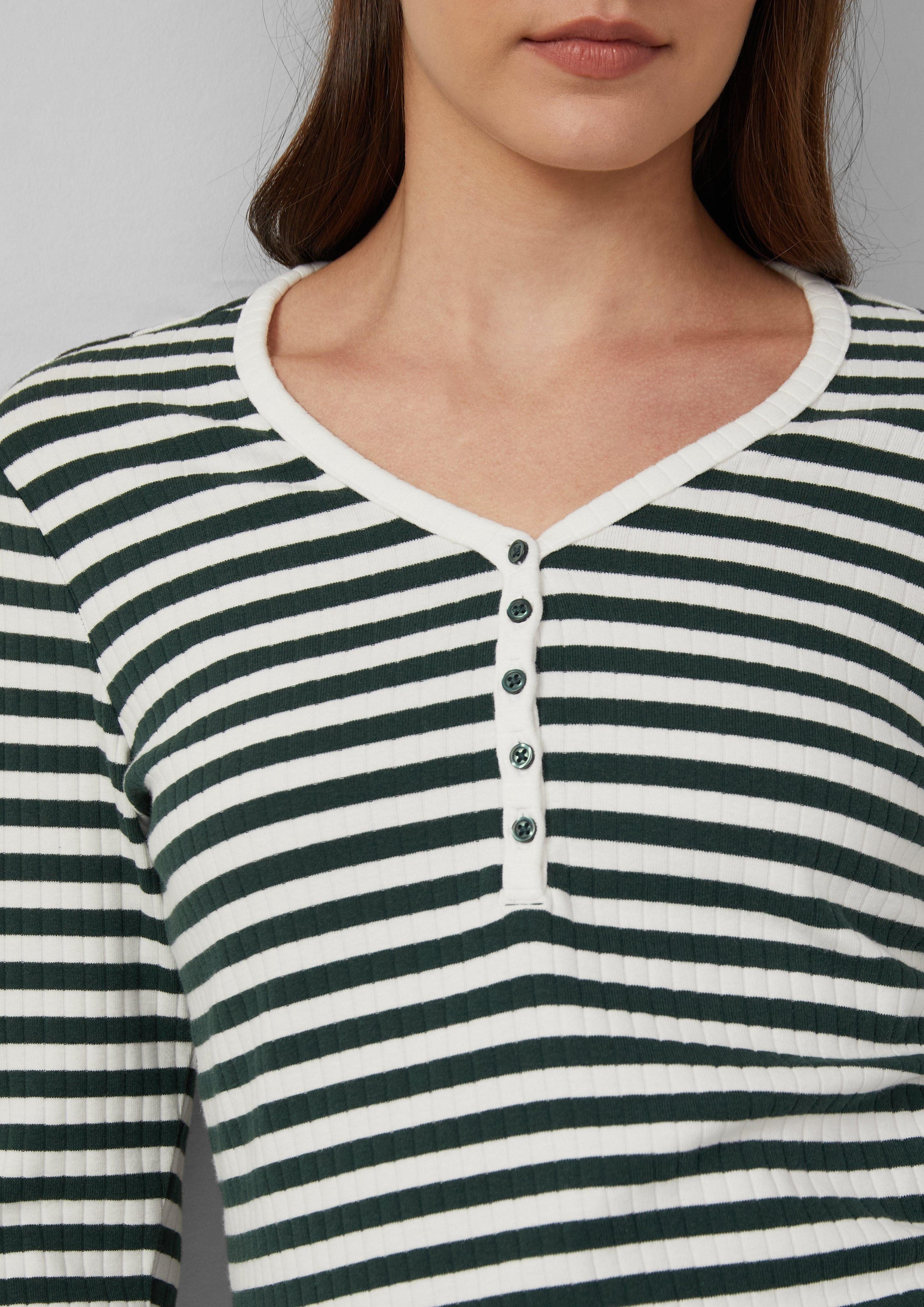 s.Oliver Langarmshirt Ripp-Langarmshirt mit Knopfleiste im günstig online kaufen