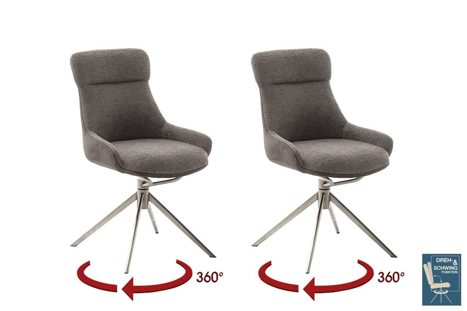 MCA furniture Schalenstuhl (2-er Set) in Schlamm, Polyester - 55x90x62cm (BxHxT) (2-er Set)