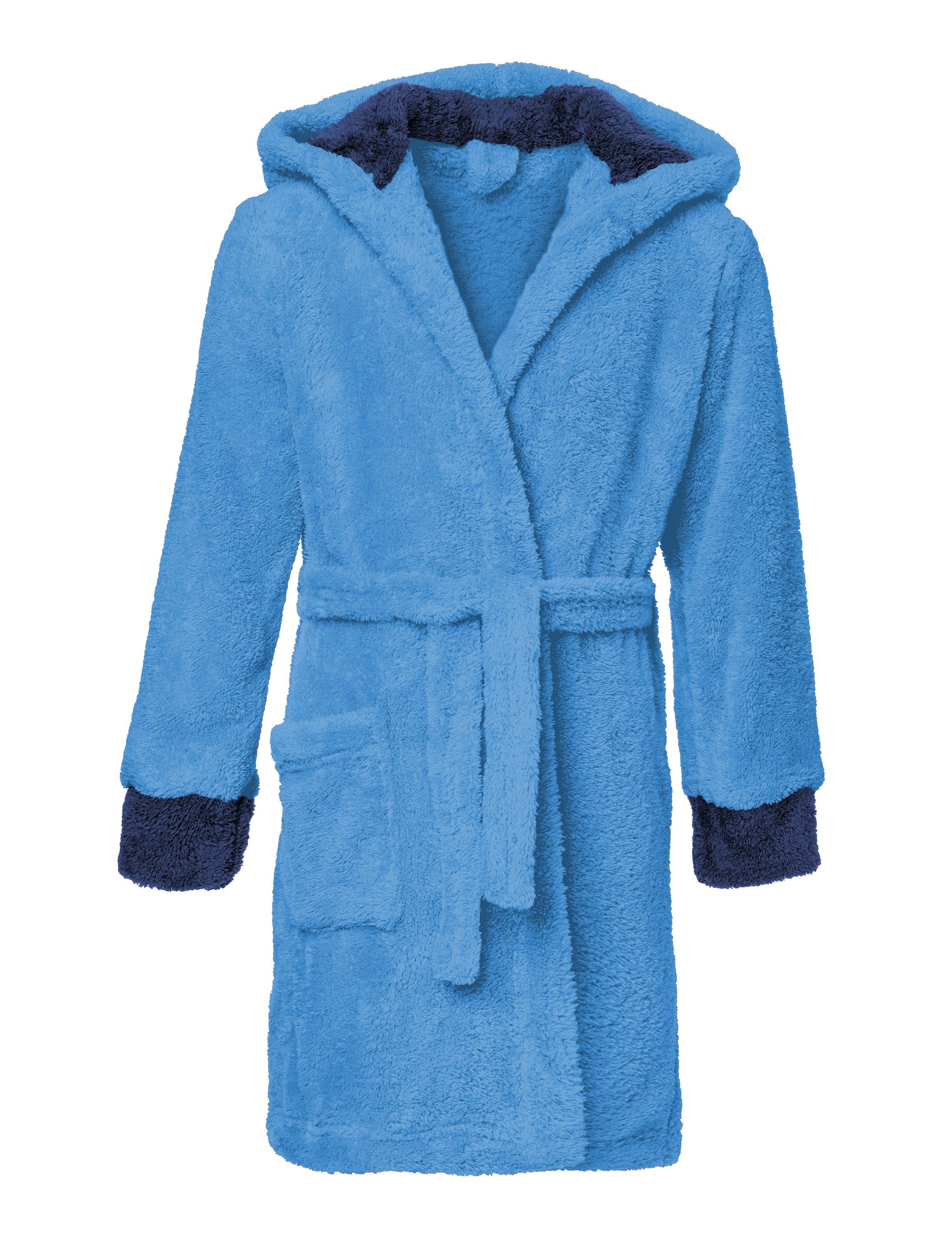 Timone Bademantel Bademantel mit Kaputze für Mädchen und Jungen KIDS, kurz, Polyester Blau/Navyblau (652/616)