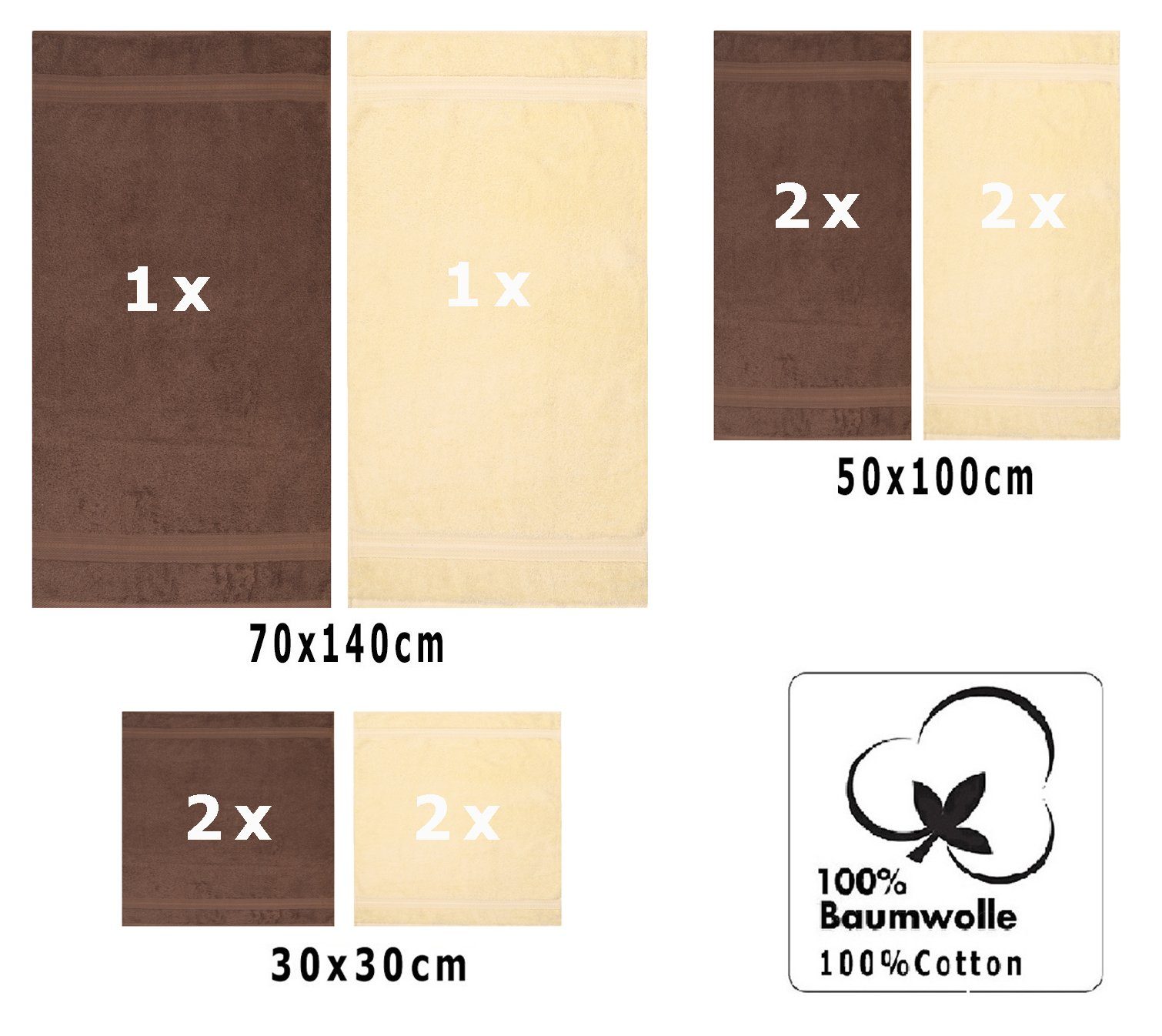 g/m² nussbraun, Handtuch Betz TLG. Baumwolle GOLD 100% Farbe 10 Qualität Handtücher Set 600 & beige Set