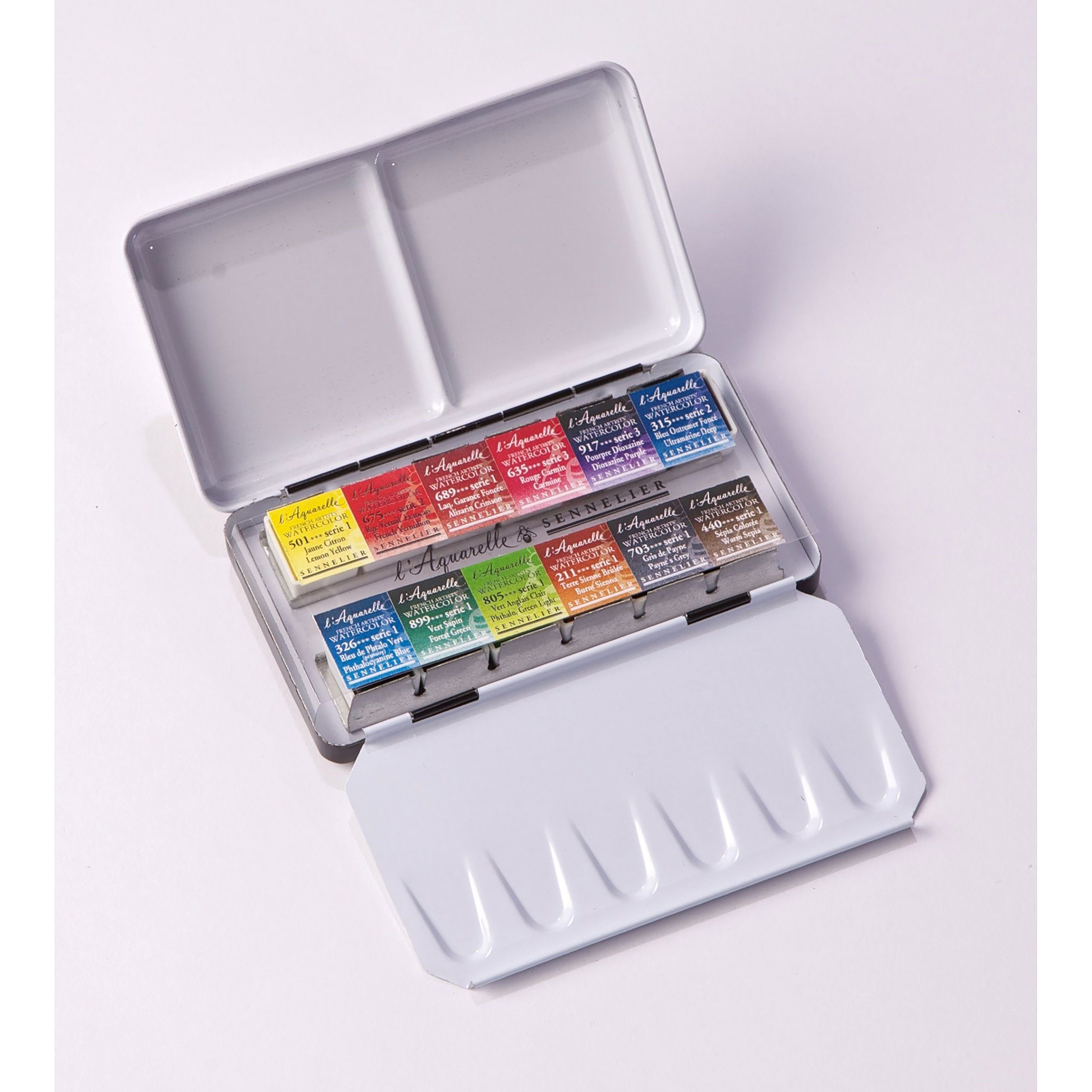 SENNELIER Aquarellfarbe Aquarellfarbe - Pocket-Box mit 12 halben Naepfchen N131605