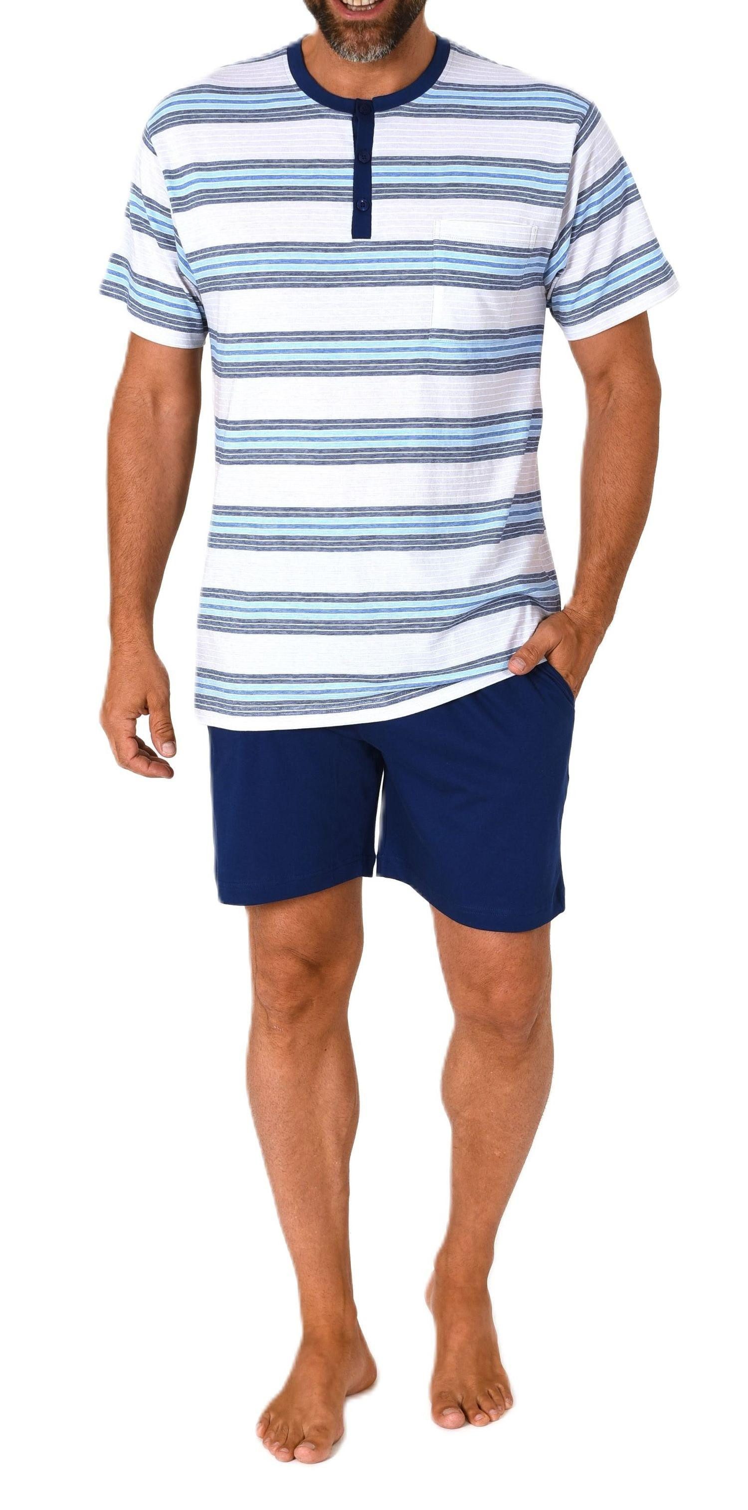 Normann Pyjama Normann Herren kurzarm Schlafanzug Shorty mit Knopfleiste am günstig online kaufen