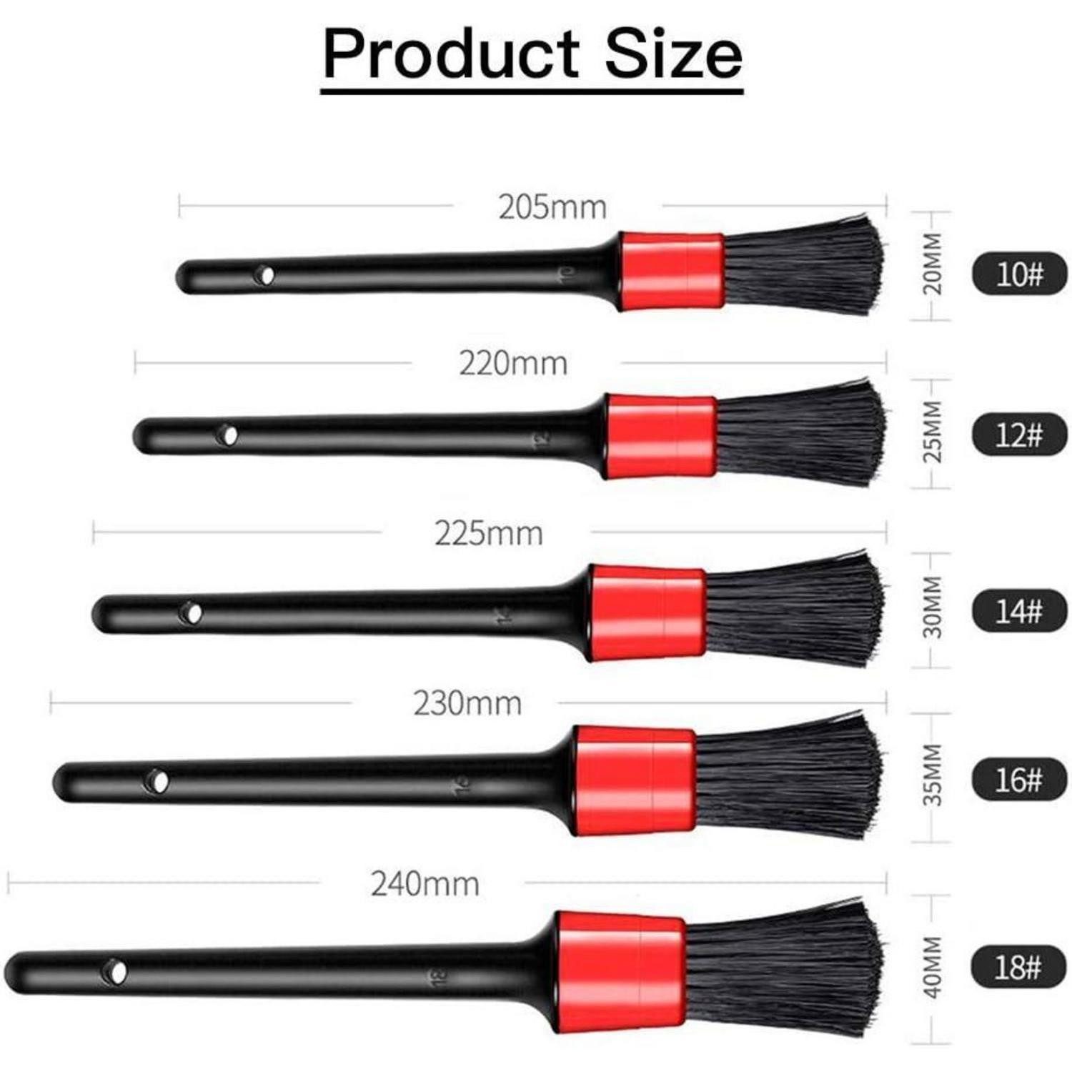 LuxusKollektion Autowaschbürste Auto Pinsel Set 5er PKW Reinigung Detailing Bürsten für Felgen