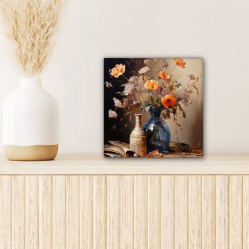 OneMillionCanvasses® Leinwandbild Blumenstrauß - Blumen - Ölfarbe - Stillleben - Pastell, (1 St), Leinwand Bilder für Wohnzimmer Schlafzimmer, 20x20 cm