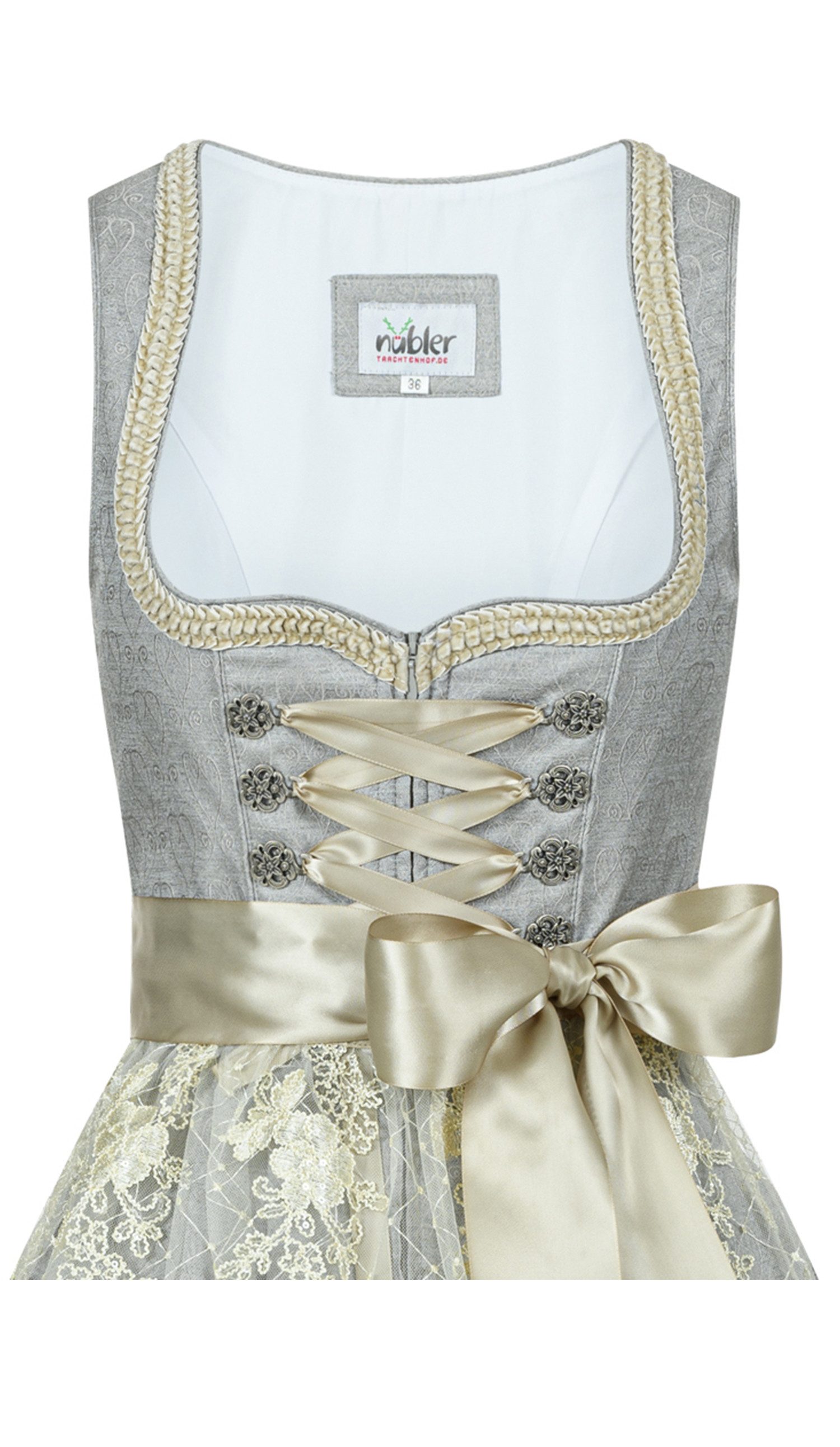 Nübler Dirndl Mini-Dirndl Flavia in Silberwolke von Nübler - Rocklänge 60 cm
