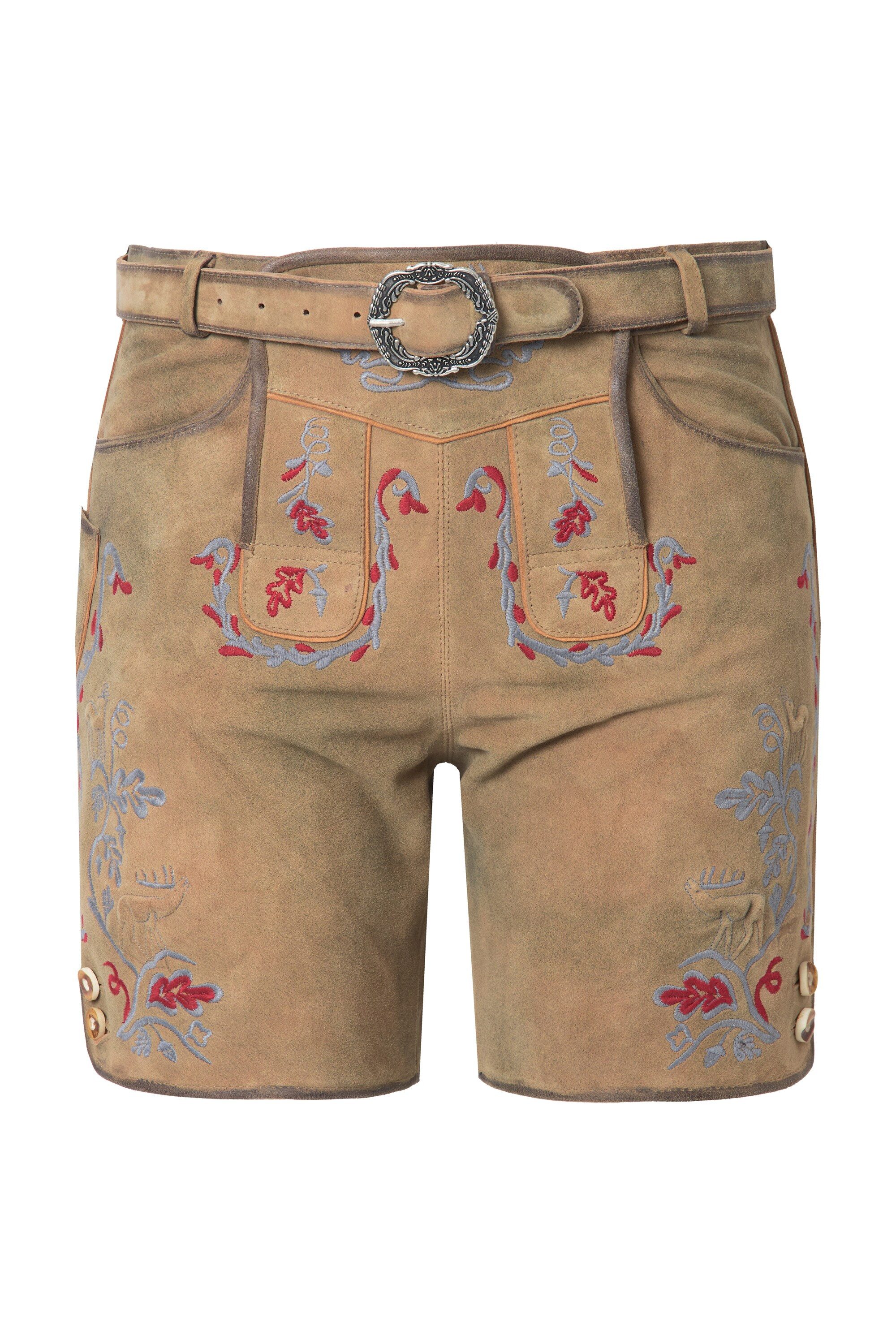 Ulla Popken Stretch-Hose Lederhose Trachten Echtleder Stickereien