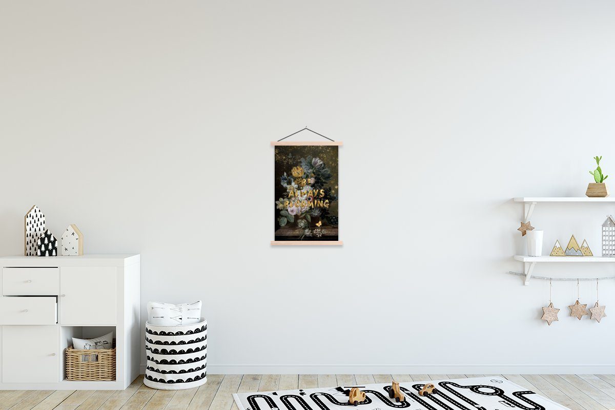 MuchoWow Poster Stillleben mit Blumen - Eelke Jelles Eelkema - Zitat, (1 St), Posterleiste, Textilposter für Wohnzimmer, Bilderleiste, Magnetisch