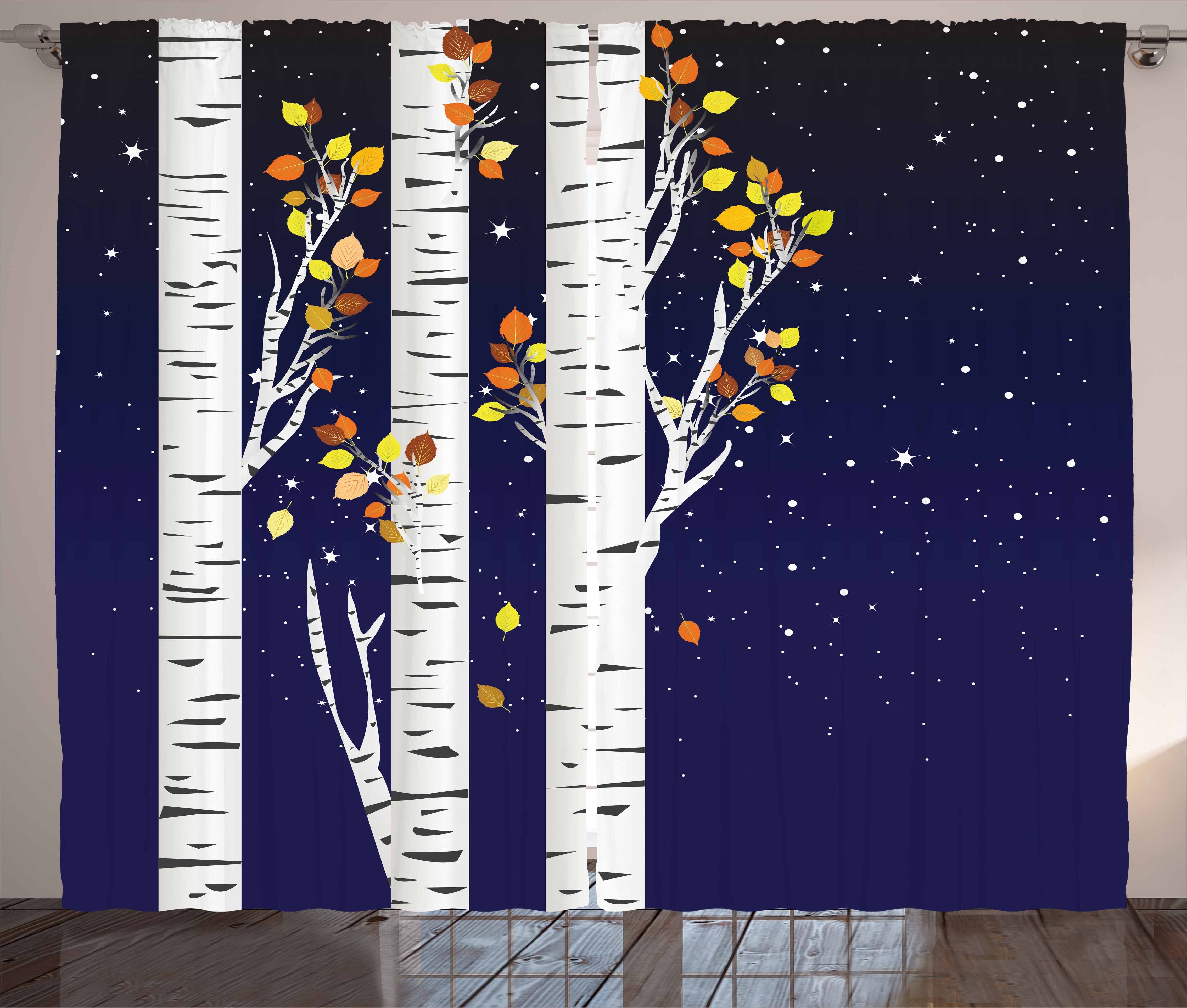 Haken, Laub Herbst mit und Gardine Kräuselband Schlafzimmer Abakuhaus, Birken mit Schlaufen Vorhang