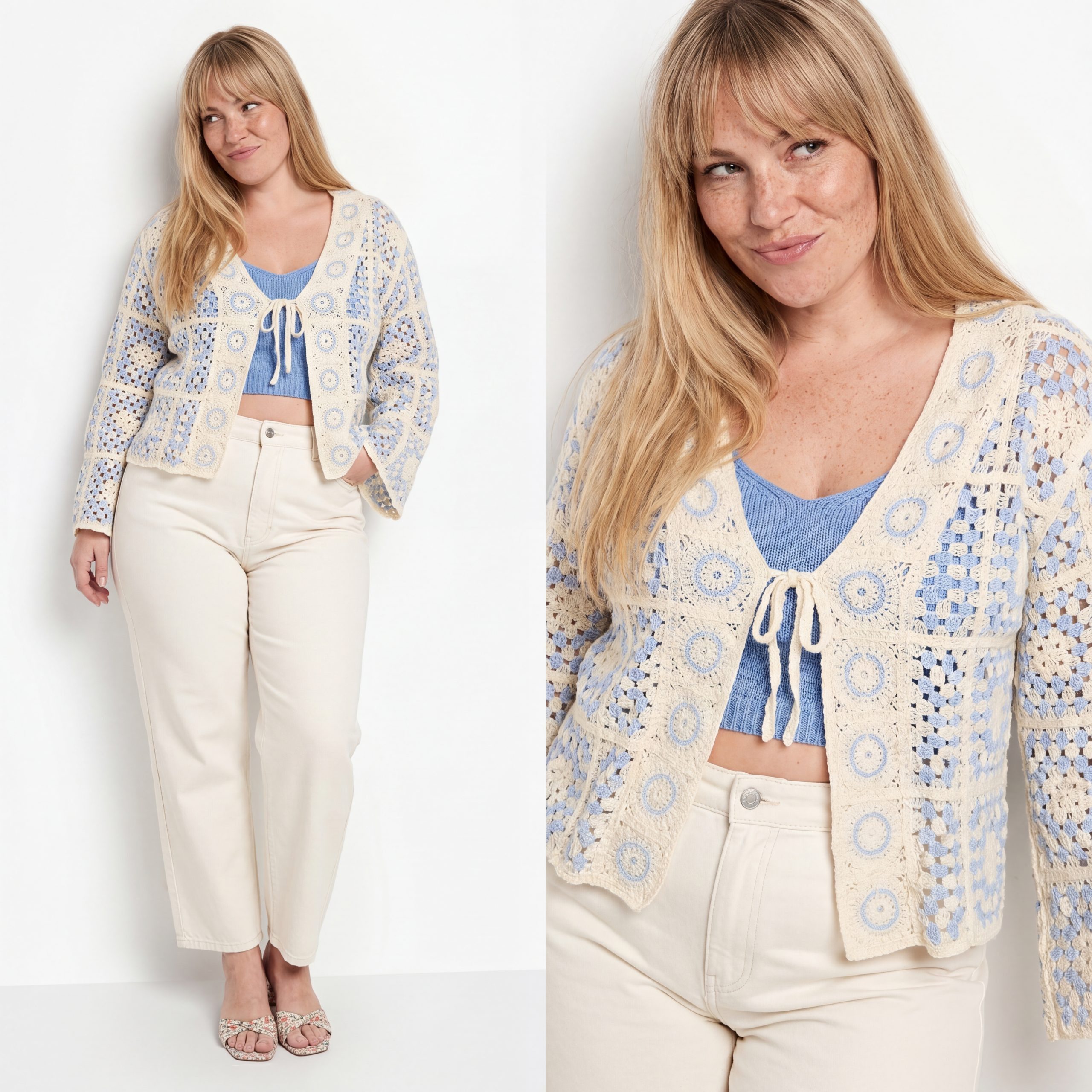 OriginalYou Strickjacke Cardigan Damen Sommerjacke leichter Häkel Strick Bolero One Size 38-42 (38/40 relaxed, 40/42 regular), Vintage Sommerlook