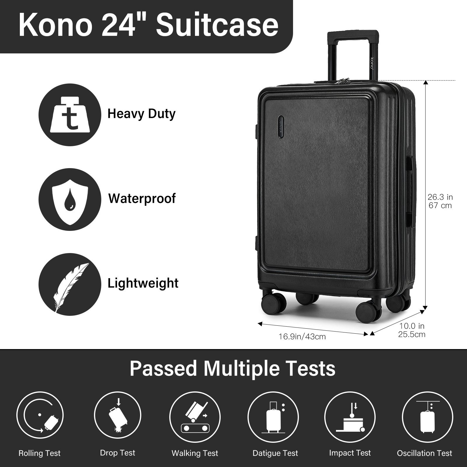 KONO Business-Koffer Kabinengepäck-Trolley aus Hartschalenmaterial (ABS+PC) günstig online kaufen