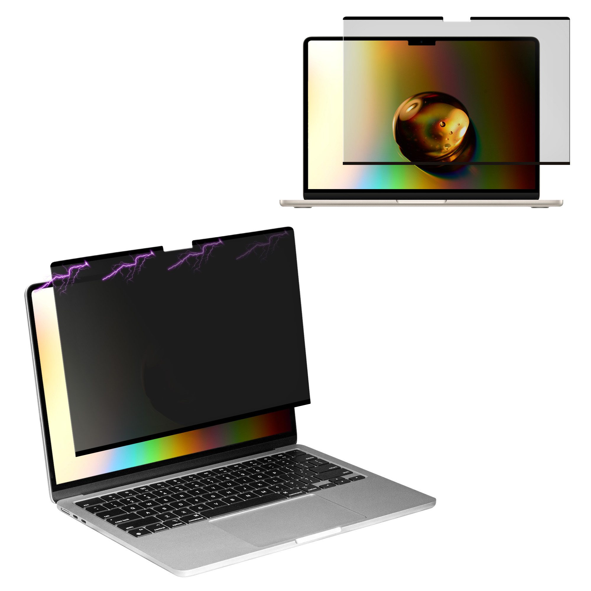 kwmobile Schutz-Set Folie für Apple MacBook Air 13 M5 2026 A3449, Sichtschutzfolie - Blickschutzfolie Privacy Screen - Anti Spy Folie