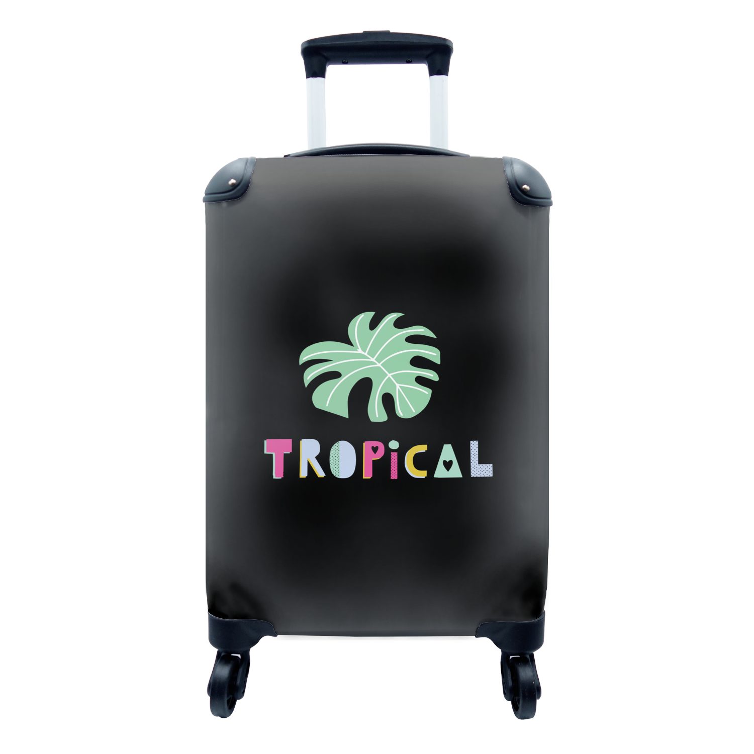 Reisetasche Handgepäck Reisekoffer MuchoWow Sommer - Ferien, Trolley, Tropical Handgepäckkoffer 4 Schwarz, mit für - Rollen, rollen,