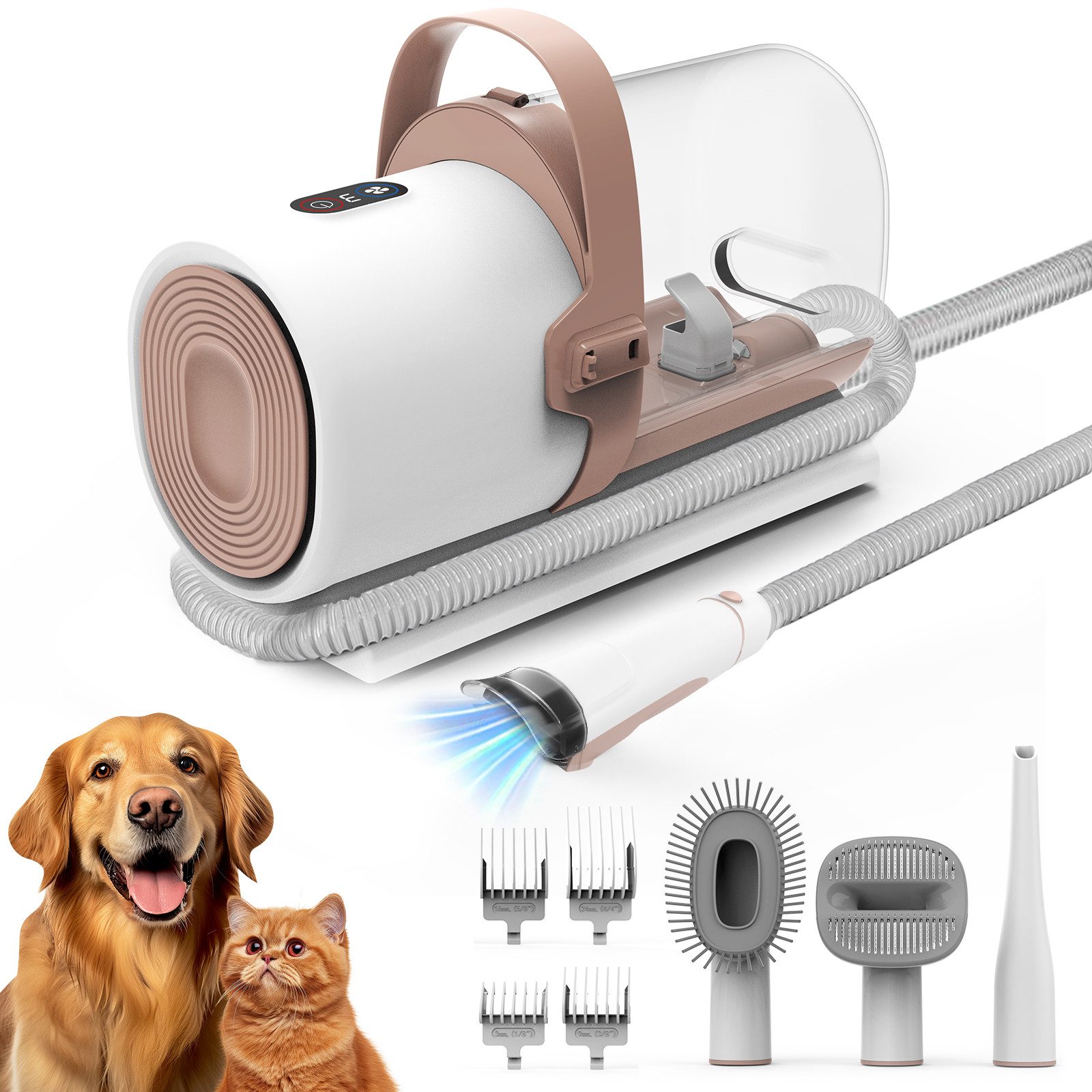 AIRROBO Hundeschermaschine PG50 Tierhaarentferner, für viele Haustiere geeignet, 4-in-1, Schlauch abnehmbar