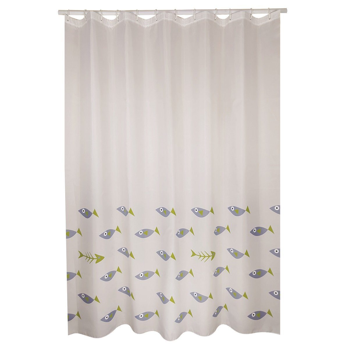MSV Duschvorhang Cotexsa CONTRA CORRIENTE Breite 180 cm, Premium Textil-Duschvorhang, Made in Spain, 100% Polyester, wasserundurchlässig, Anti-Schimmel-Effekt, Anti-Bakteriell beschichtet, waschbar 30°, 180 x 200 cm, Motiv Fische