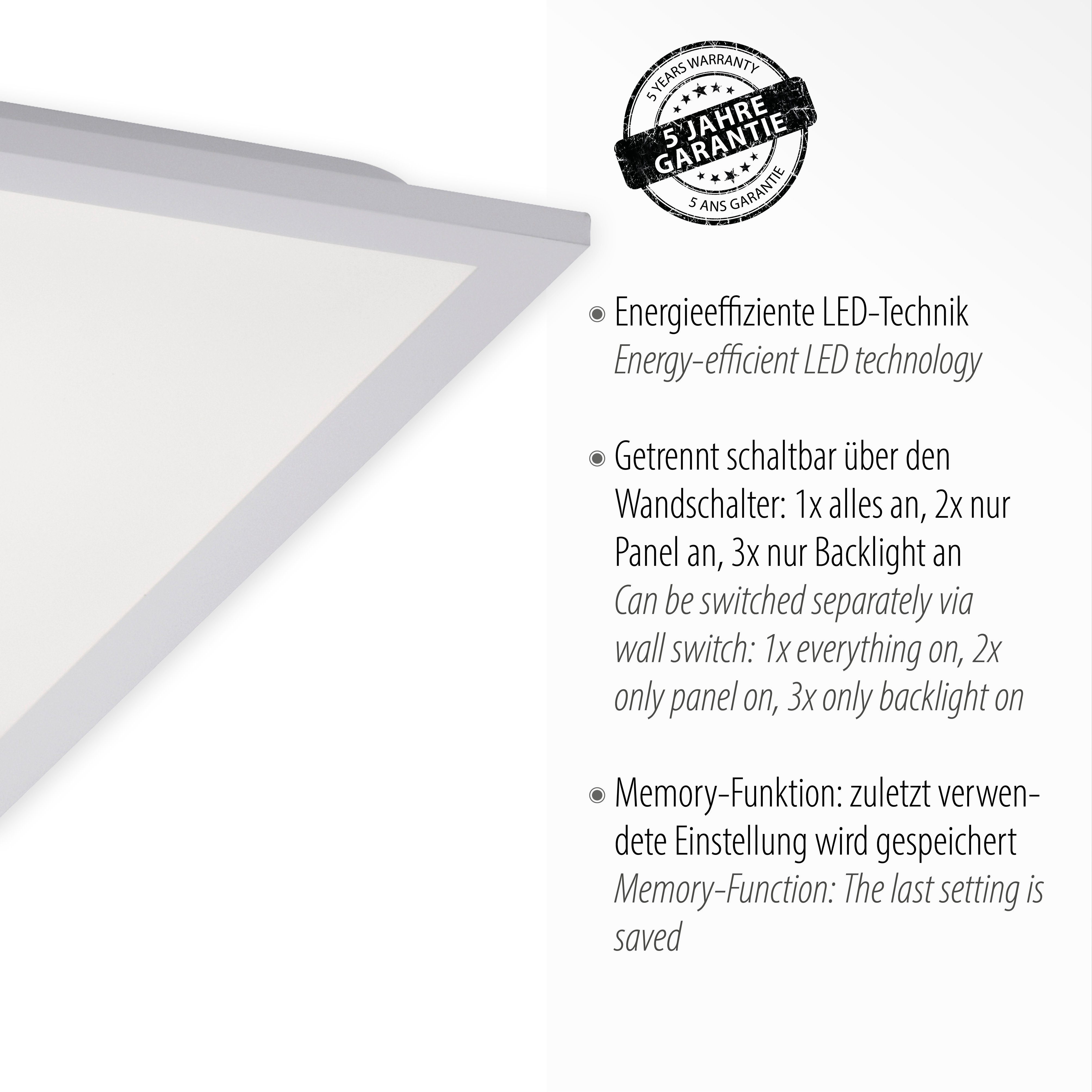 Serienschalter Deckenleuchte integriert, Warmweiß, Netz, FLAT, Direkt fest LED LED Trennung vom nach Leuchten Memory,