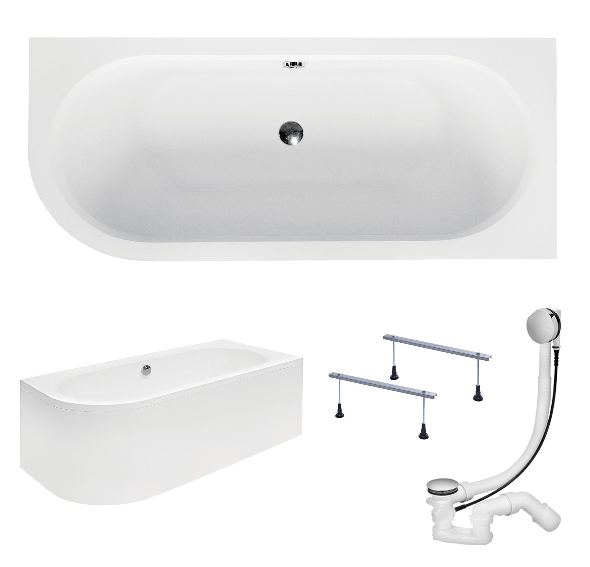 KOLMAN Badewanne Eckbadewanne Avita 180x80, (Links/Rechts), Ablaufgarnitur günstig online kaufen