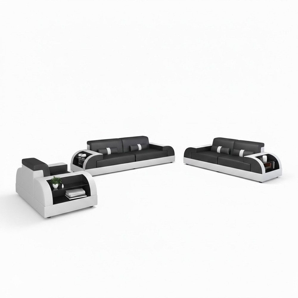 Xlmoebel Polstergarnitur Sofagarnitur Polster 321 Sitzer Set Design Leder Sofas SOFORT, (3-tlg., Sofagarnitur 3+2+1 Sitzer), Made in Europa