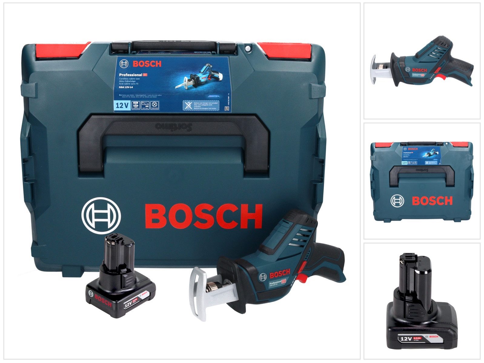 Bosch Professional Akku-Reciprosäge GSA 12V-14 Professional Akku Säbelsäge 12 V + 1x Akku 6,0 Ah + L-Boxx