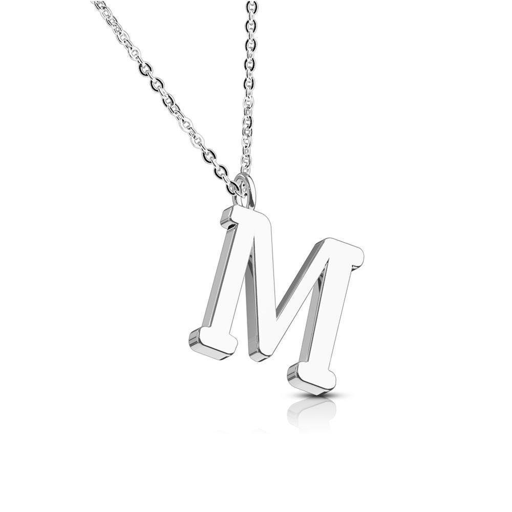 BUNGSA Fingerring Kette Buchstaben Anhänger Silber aus Edelstahl Damen (1-tlg), Halskette Necklace