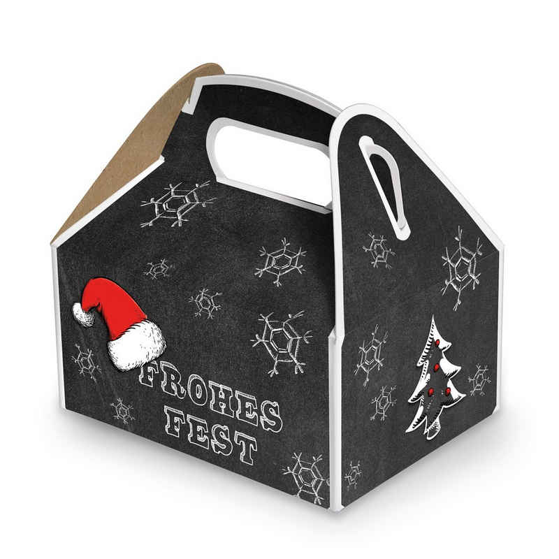 Logbuch-Verlag Geschenkbox 5 Weihnachtsschachtel FROHES FEST 9 x 12 x 6 cm (5 St), kleine Geschenk-box Geschenk-Karton Weihnachten schwarz weiß rot
