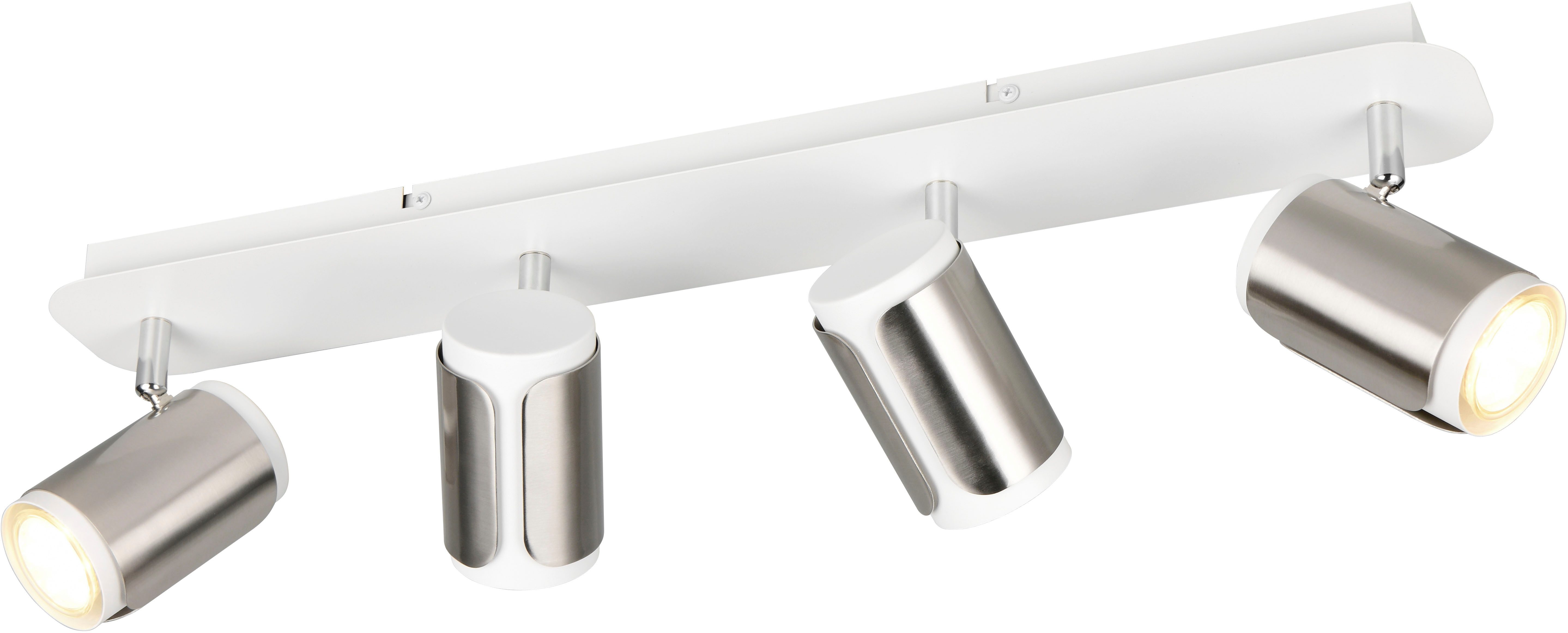 TRIO Leuchten Deckenstrahler GILLAN, Spot 4-flammig, exkl 4x GU10 max 10W, 60x16x12 cm (B/H/T), Leuchtmittel wechselbar, warmweiß - kaltweiß, als Wandstrahler oder Deckenstrahler montierbar, Spots schwenkbar