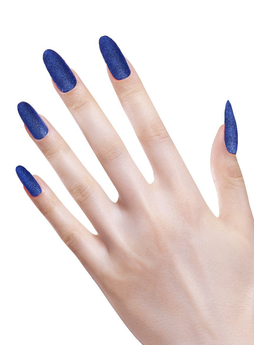 Widdmann Kunstfingernägel Glitzer blau, Satz zum Ein Fingernägel Aufkleben künstliche Fingernägel