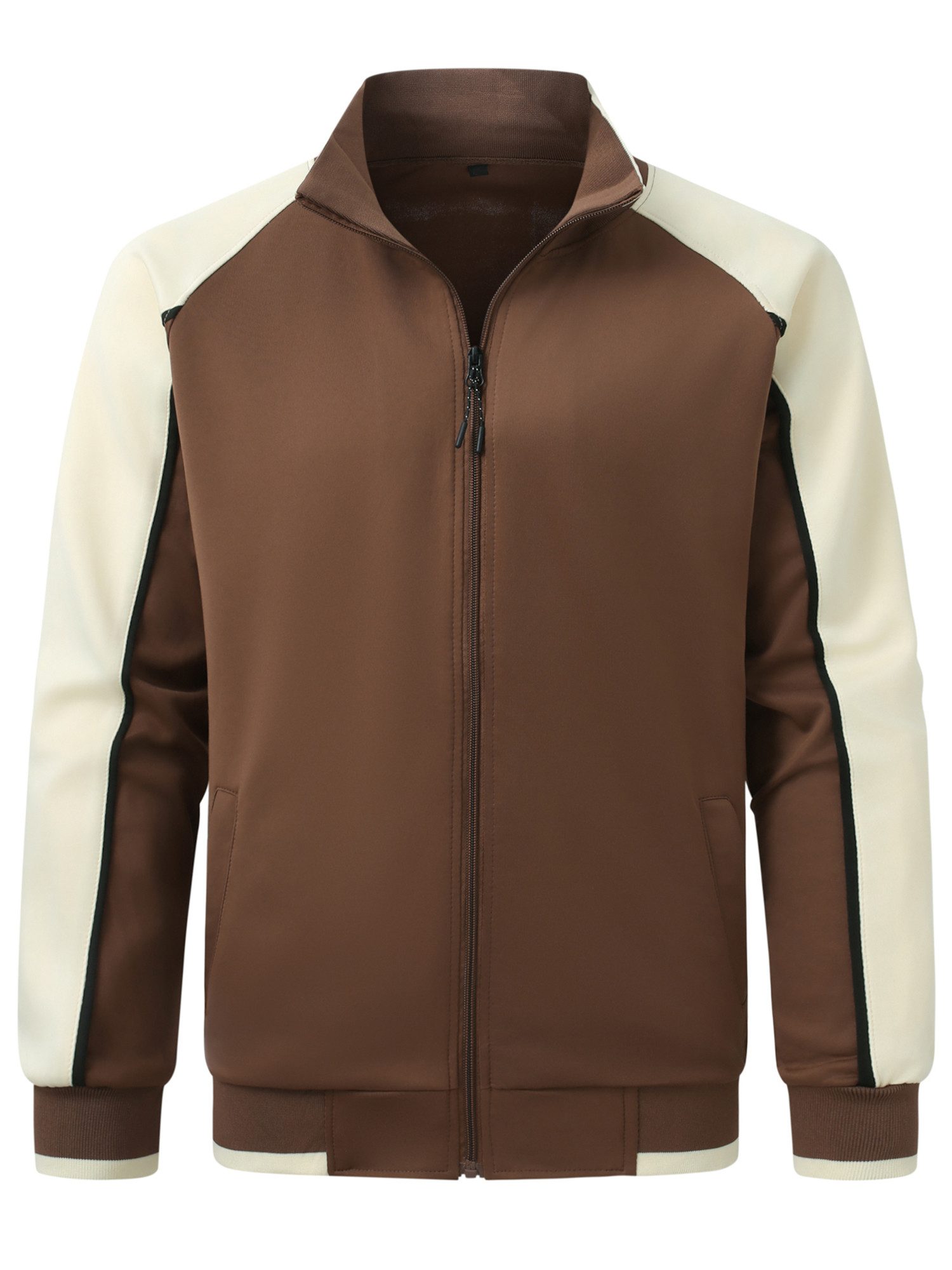 YOUTHUP Freizeitanzug, Herren Colorblock Locker Fit Freizeitanzug Sport-Set mit Stehkragen