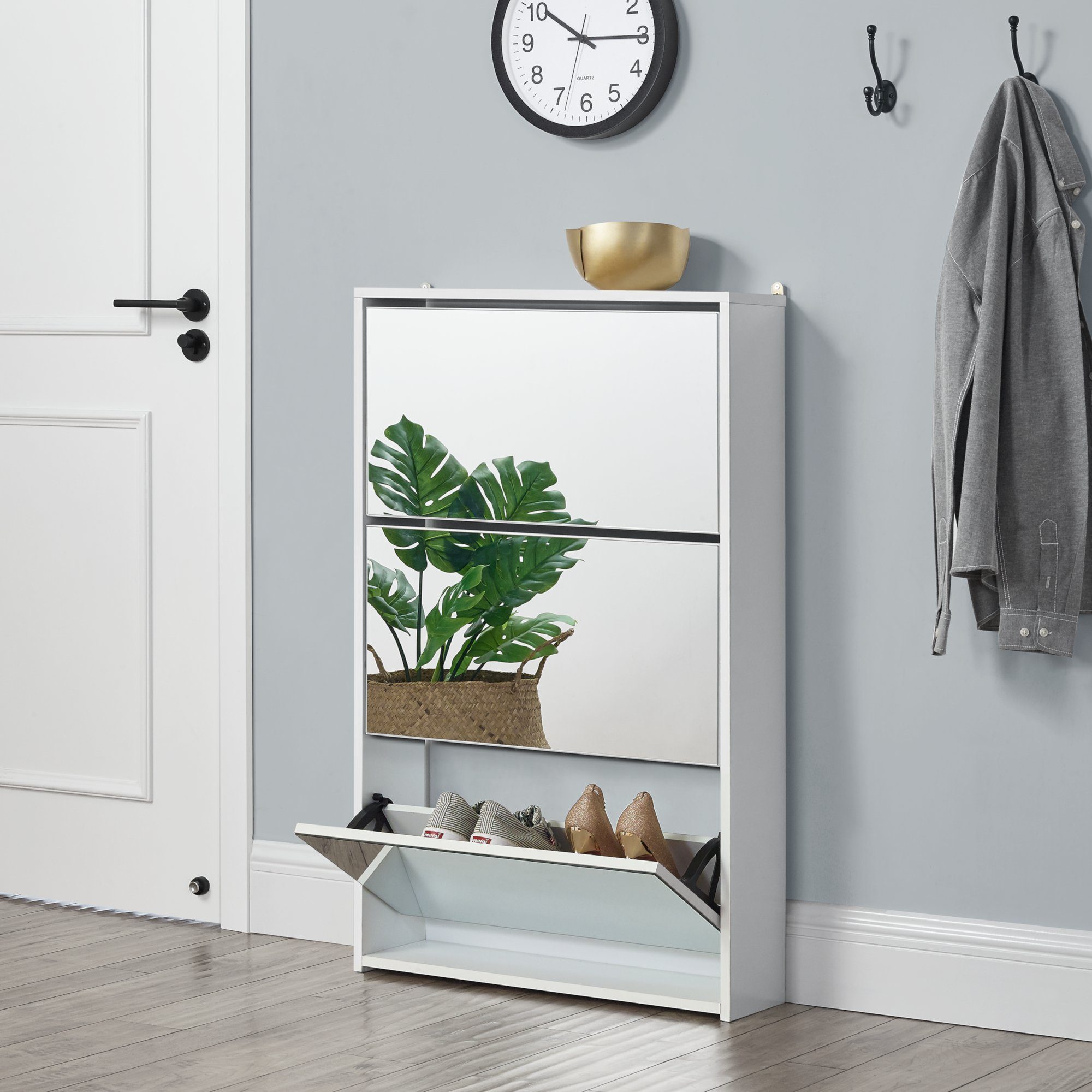en.casa Schuhschrank »Vogar« mit 3 verspiegelten günstig online kaufen