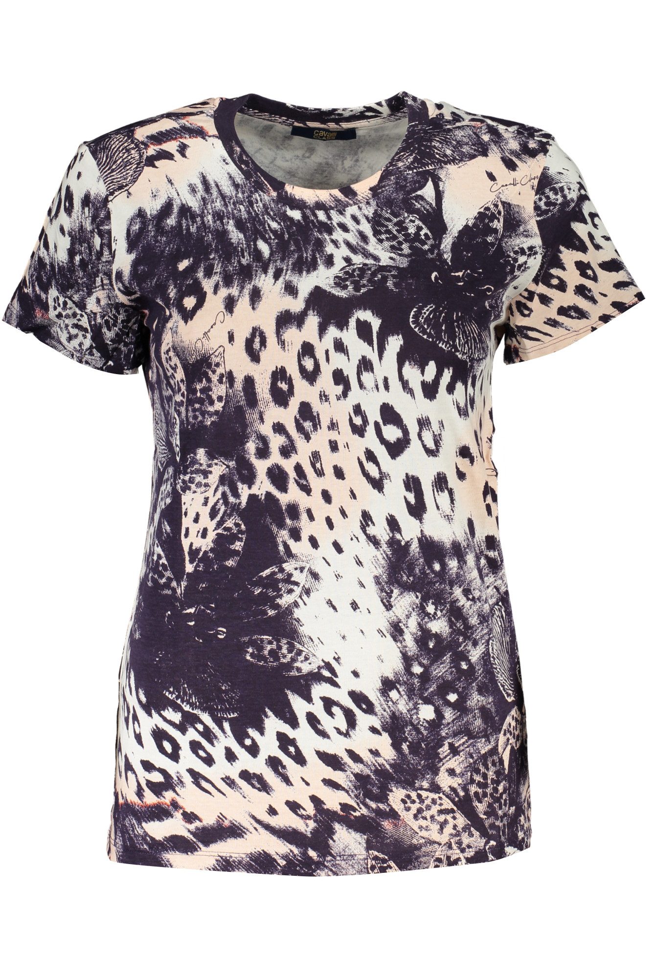 Cavalli Class T-Shirt Trendiges Damen T-Shirt in Rosa mit Fantasiemuster