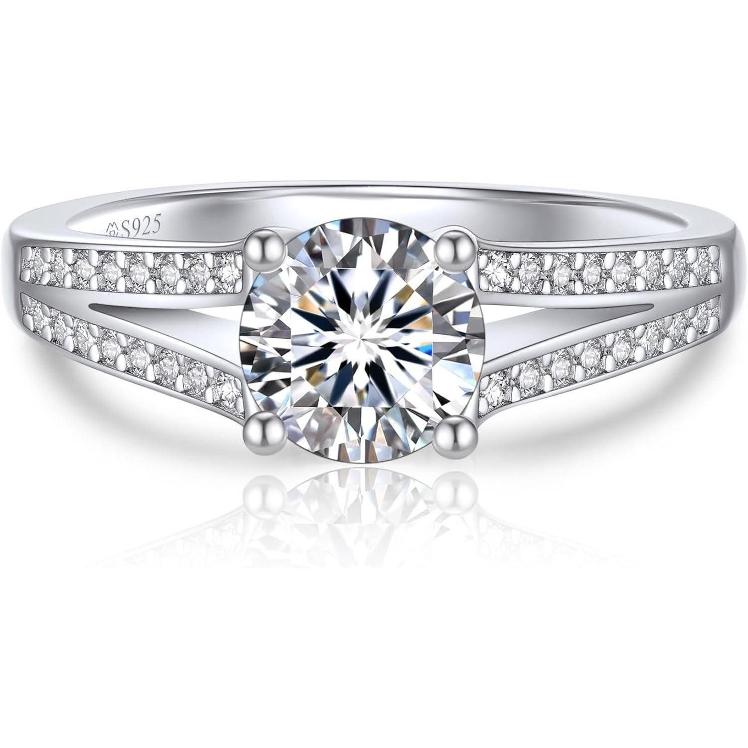 LuxusKollektion Verlobungsring Verlobungsring Damen 1 Karat Moissanite Silber 925 Geschenk