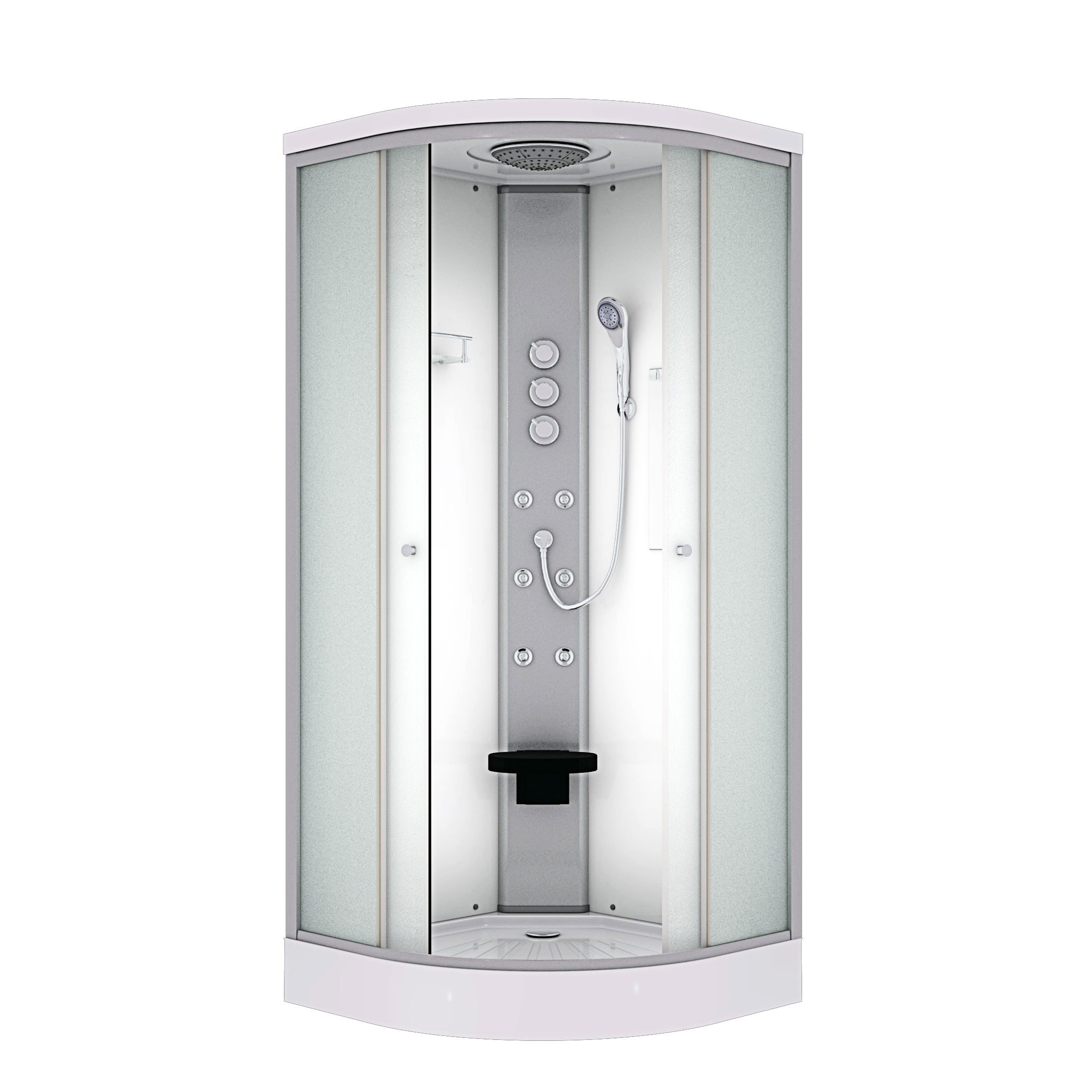 AcquaVapore Komplettdusche Dusche Fertigdusche D10-20M1-ALL Weiß 100x100, Sicherheitsglas ESG, inklusive Duschwanne, Höhenverstellbar, Mit Bauanleitung, Mit Spiegel, Gehärtetes Glas, Inte