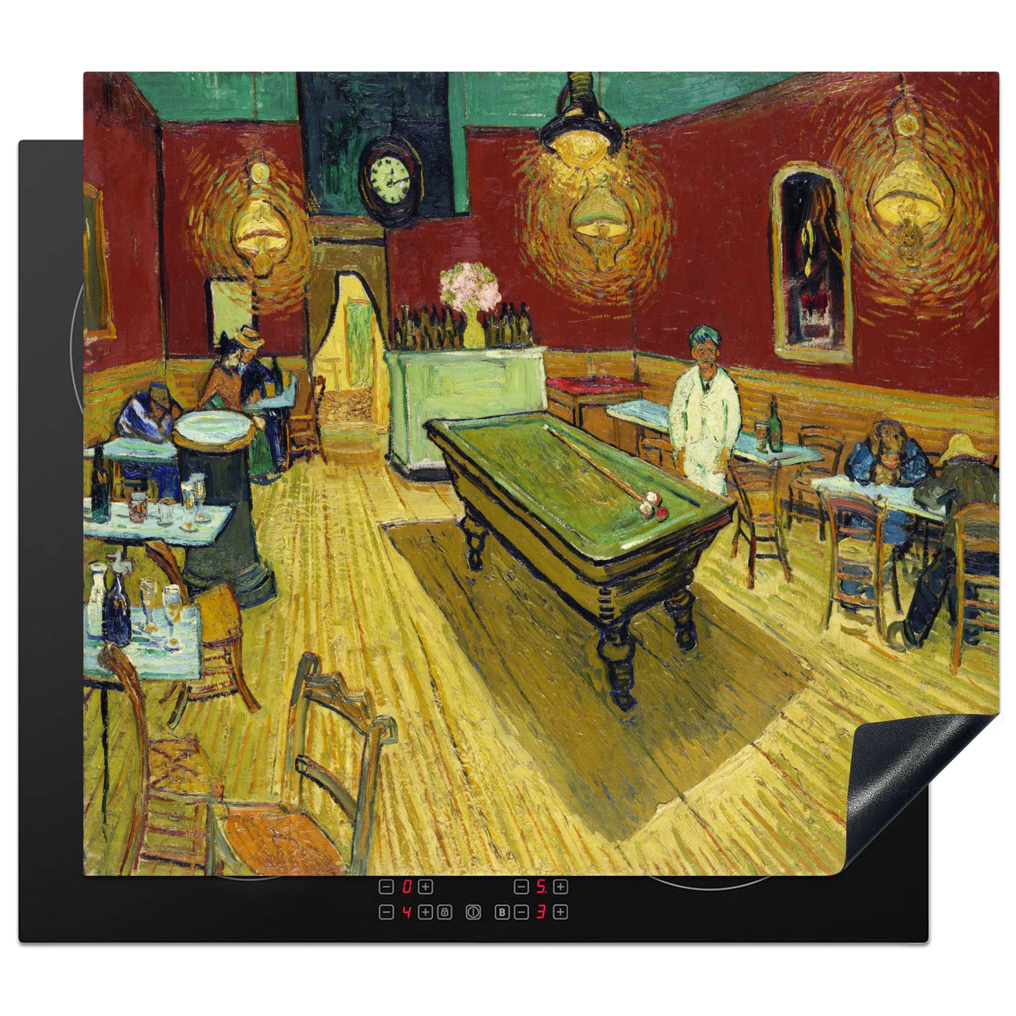Nachtcafé küche, Vinyl, für tlg), Induktionsmatte Ceranfeldabdeckung 59x52 Vincent Gogh, cm, (1 Das MuchoWow van die - Herdblende-/Abdeckplatte