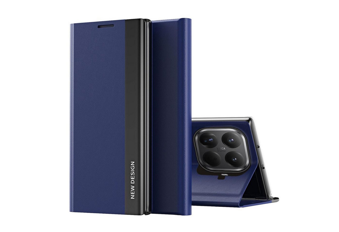 Wigento Smartphone-Hülle Für Xiaomi 15T Pro Design Electroplated Kunstleder Schutzhülle D- Blau, Seiten-Elektroplattierung, Flip-Stand, Adsorptionsfunktion