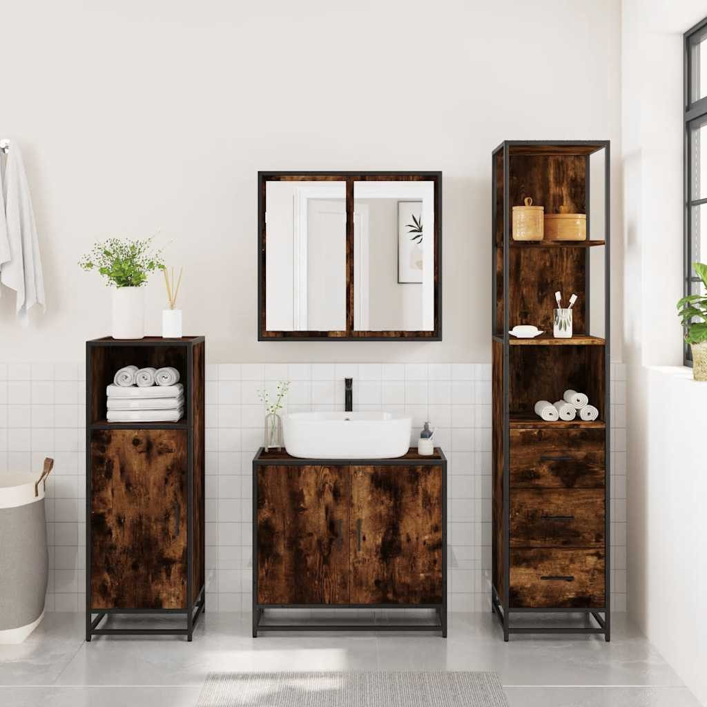 vidaXL Badezimmer-Set Badschrank Räuchereiche 35x37,5x166 cm günstig online kaufen