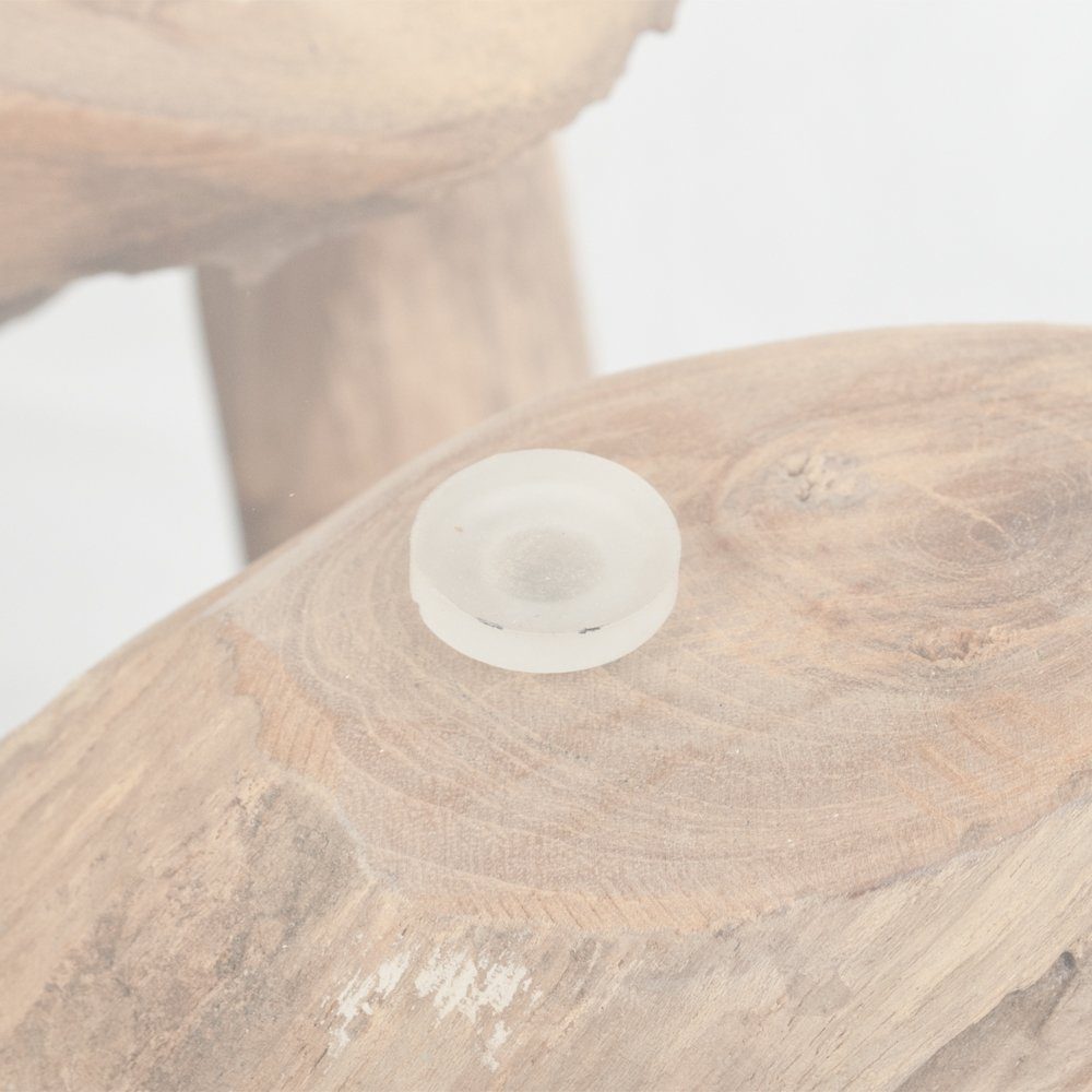 LebensWohnArt Couchtisch Individueller Couchtisch TORA Teakholz runde Glasplatte 60cm