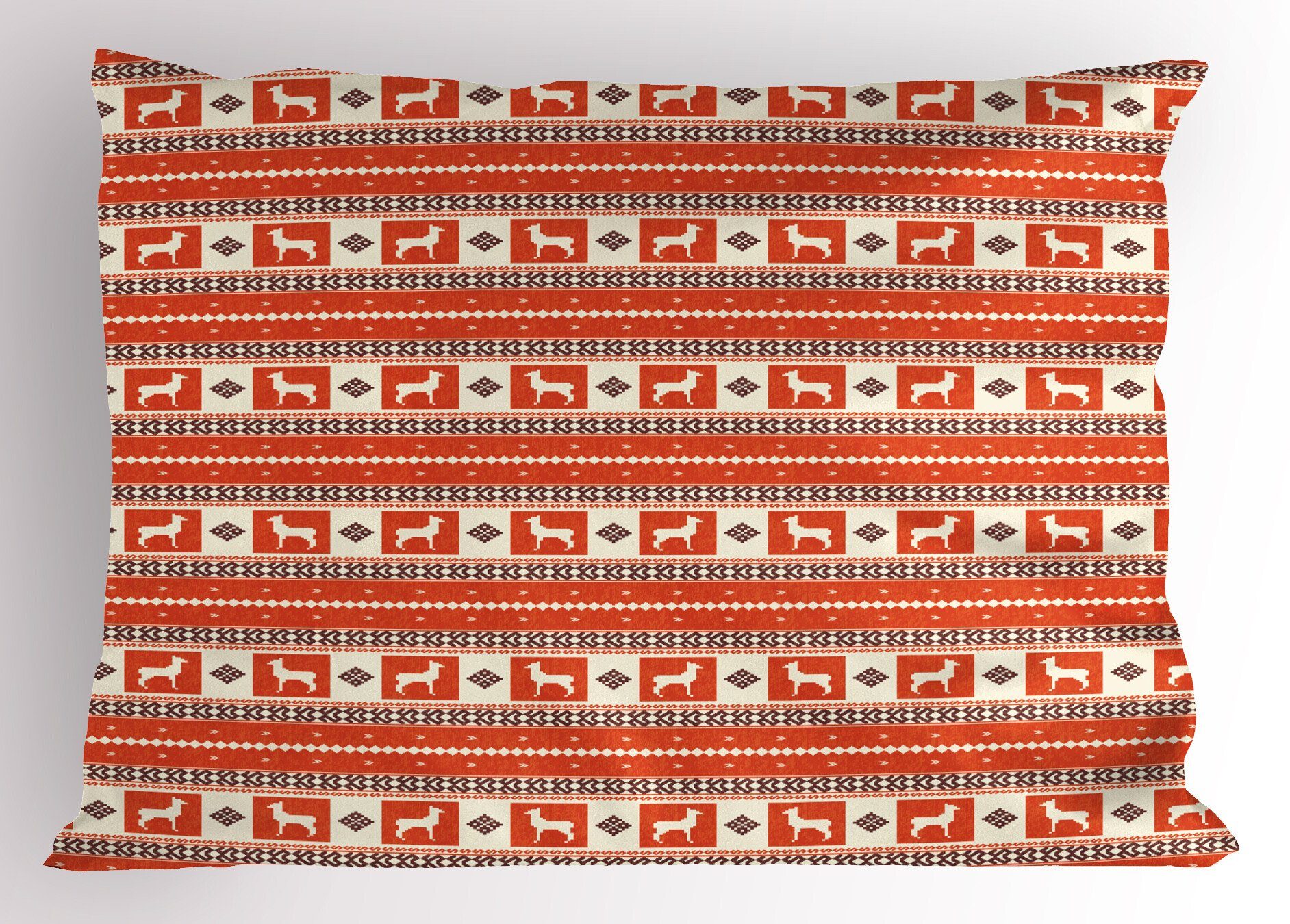 Kissenbezüge Dekorativer King Lama Ethnisch Stück), Folk Size Gedruckter Muster und Motiv Kissenbezug, (1 Abakuhaus Standard