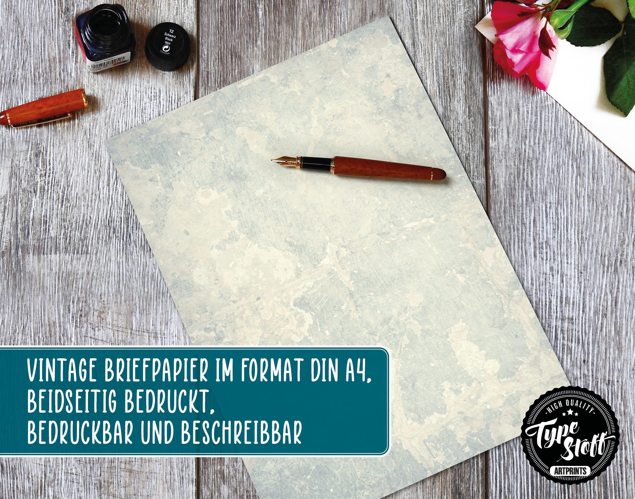 TypeStoff Briefpapier 50 Blatt Briefpapier Urkunden im DIN A4 Format - beidseitig bedruckt