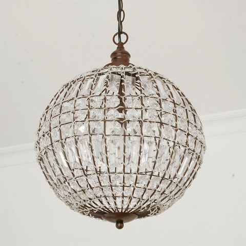 Grafelstein Kronleuchter Kugellampe CRISTAL mit Kristallen D34cm antik braun Deckenleuchte
