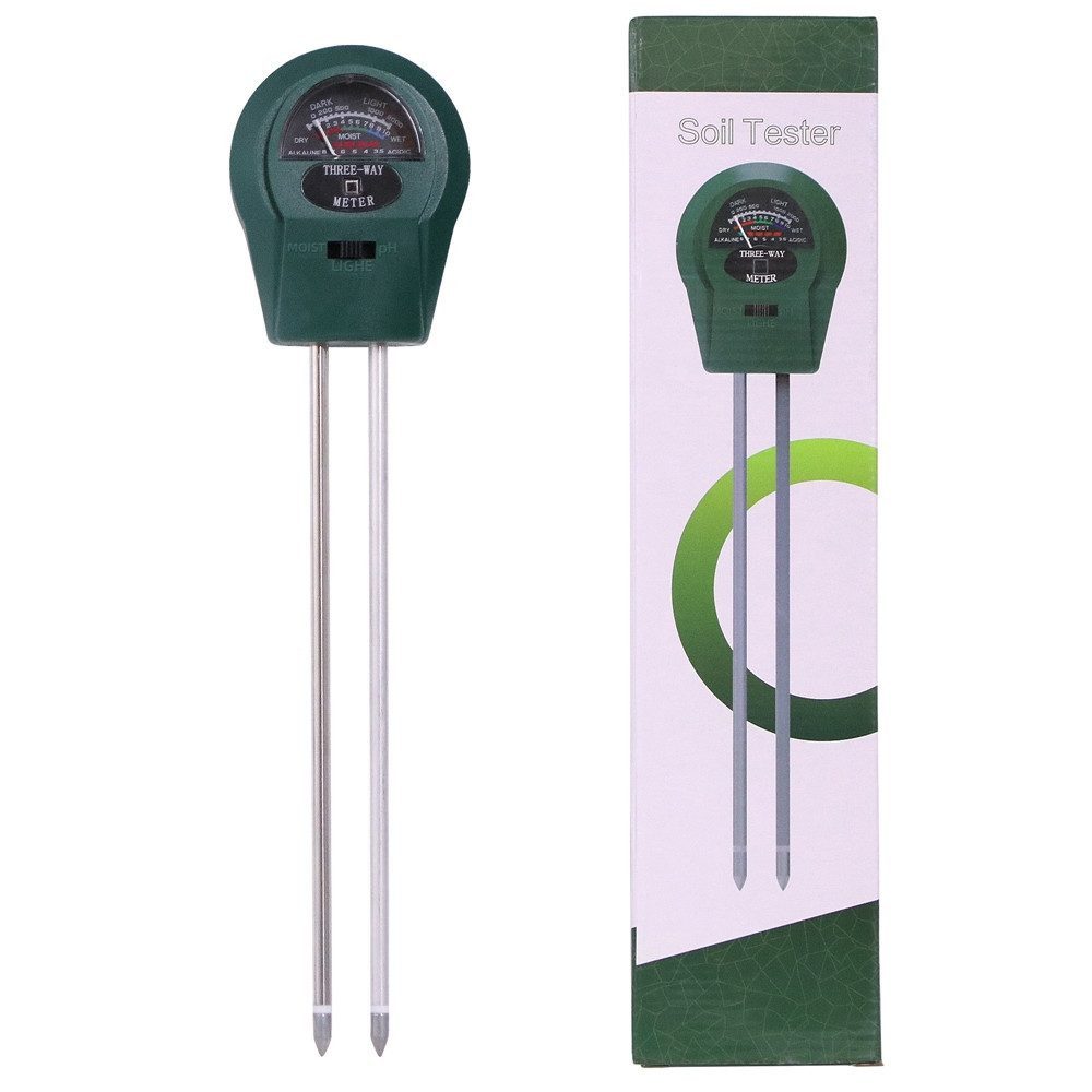 Melko Feuchtigkeitsmesser 3-in-1 Bodenmessgerät für Pflanzen ohne Batterie Feuchte pH Licht, (Set bestehend aus 1 Bodenmessgerät), Batterieloser Betrieb mit analoger 3-in-1 Anzeige