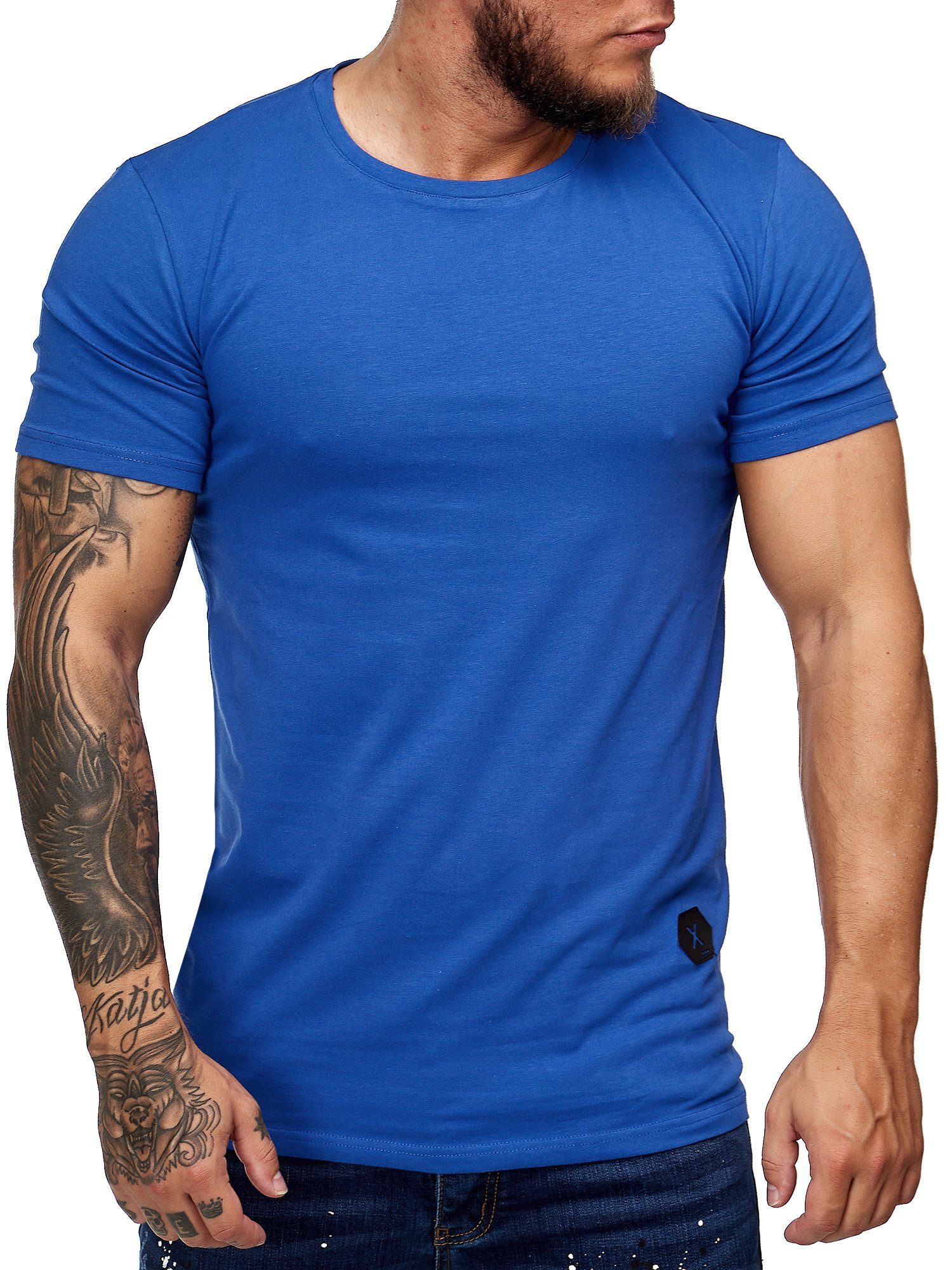 OneRedox T-Shirt 7031ST (Shirt Polo Kurzarmshirt Tee, 1-tlg) Fitness Freizeit Casual Royal Blau