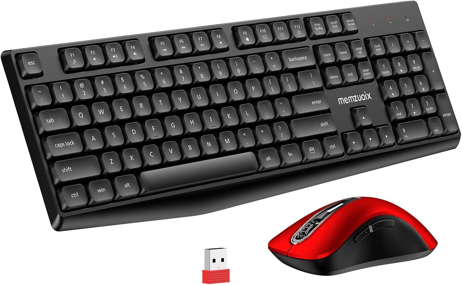 memzuoix Kabelloses QWERTZ 2,4 GHz USB Tastatur- und Maus-Set, Wireless Kombination mit Nummernblock 1400 DPI