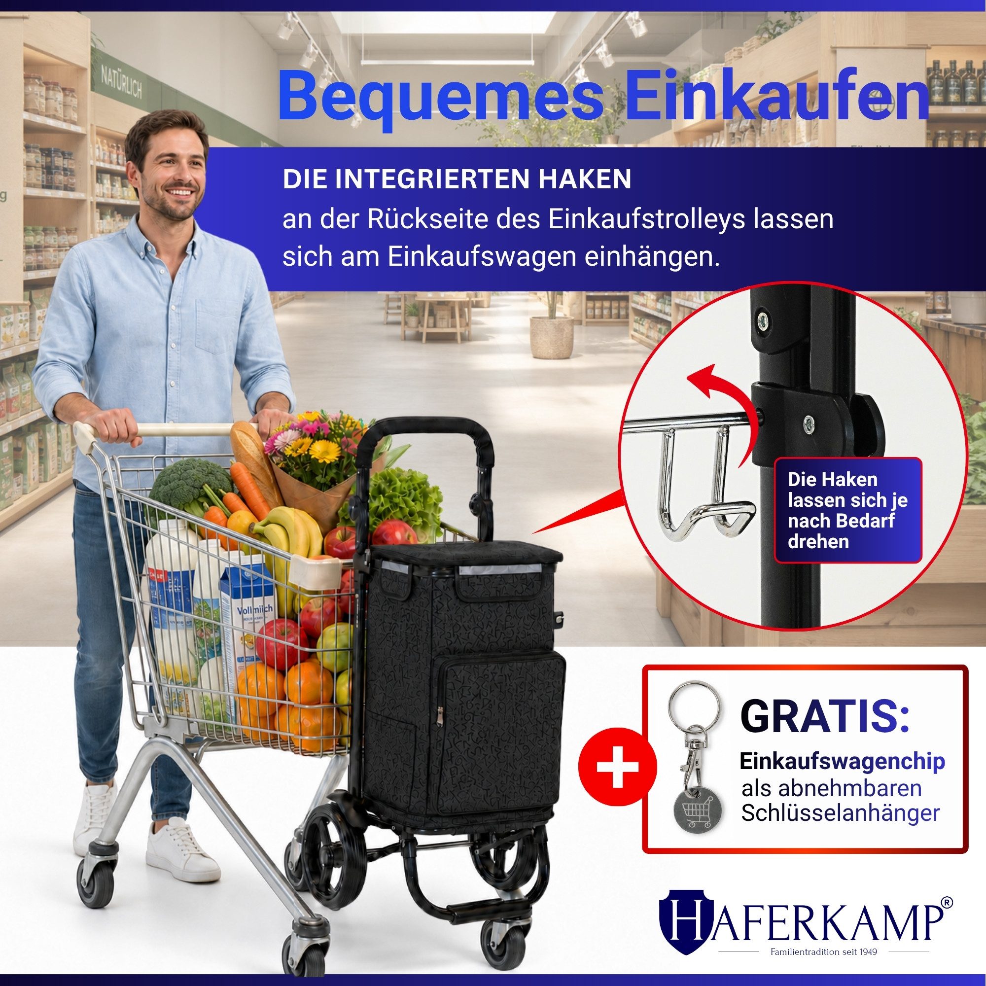 PROREGAL® Einkaufstrolley Klappbarer Einkaufstrolley TRAGINO 3-in1 Einkaufswagen – Bild 5 von 5
