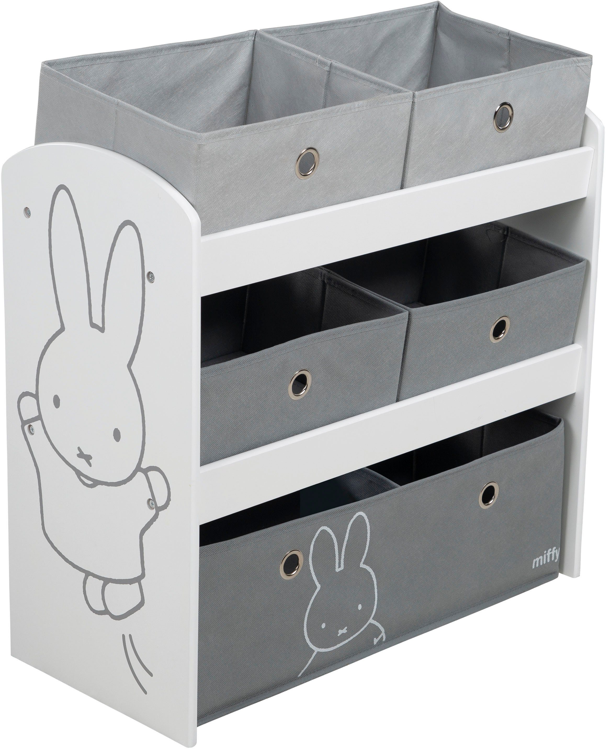 2 Größen miffy®, roba® Stoffboxen 5 inklusive grau, in Kinderregal