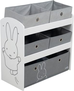 roba® Kinderregal miffy®, grau, inklusive 5 Stoffboxen in 2 Größen