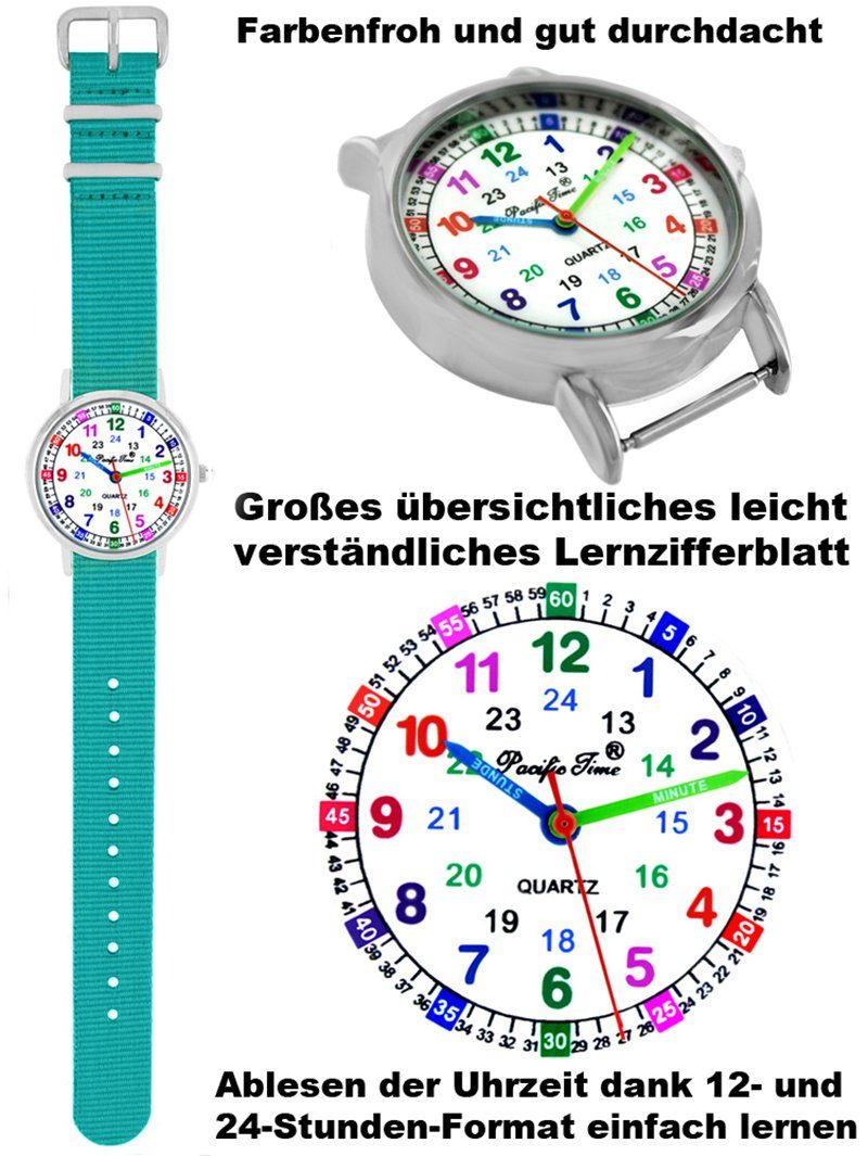 Kinder Quarzuhr Wechselarmband, nachhaltiges Time Lernuhr Design Match und Gratis türkis Versand Mix Pacific Armbanduhr -