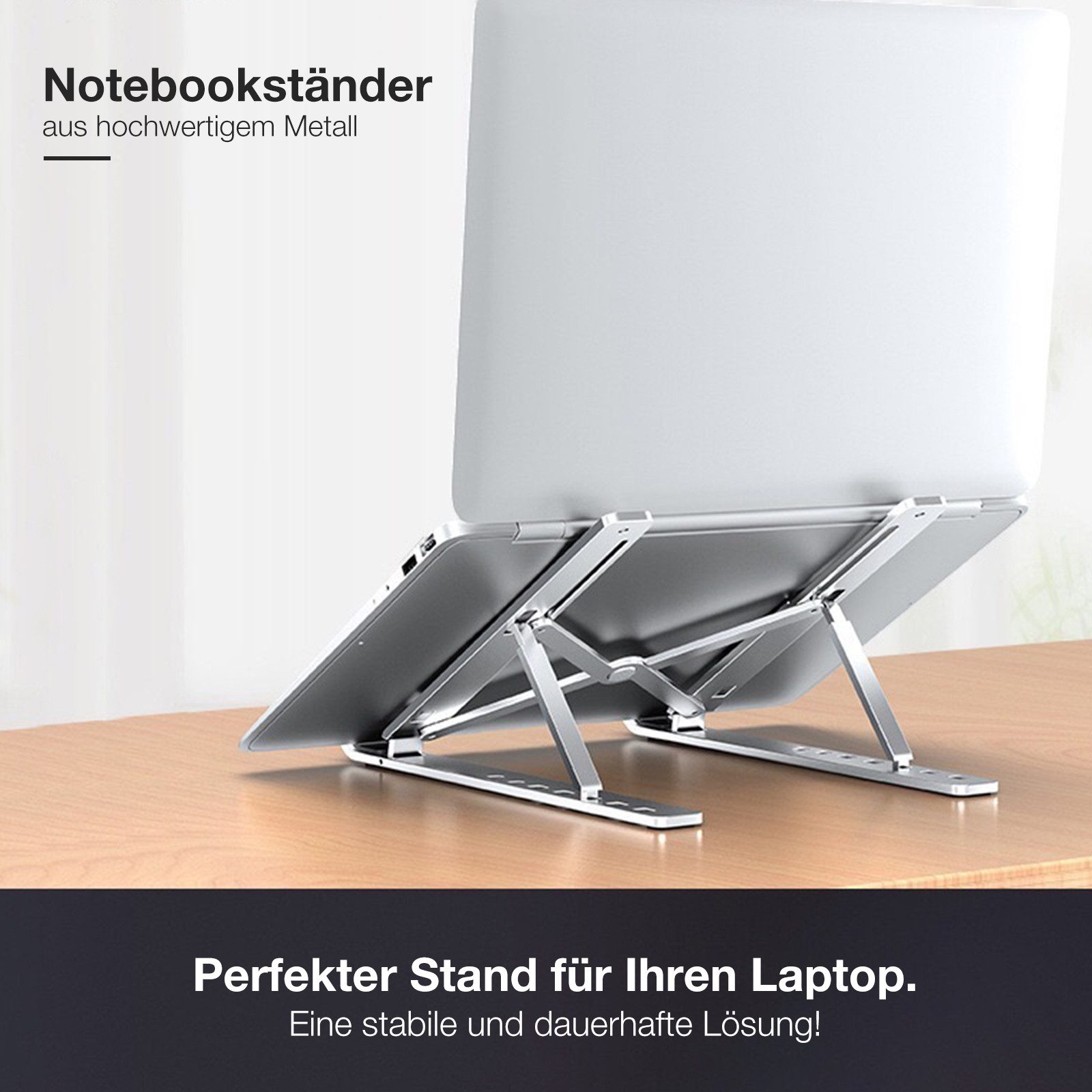 Tec-Expert Laptop-Ständer Faltbarer Metall Notebook Laptop Tablet Buch Halter, 7 Positionen, (1-tlg., Computer Ständer Halterung Stativ universal einsetzbar)