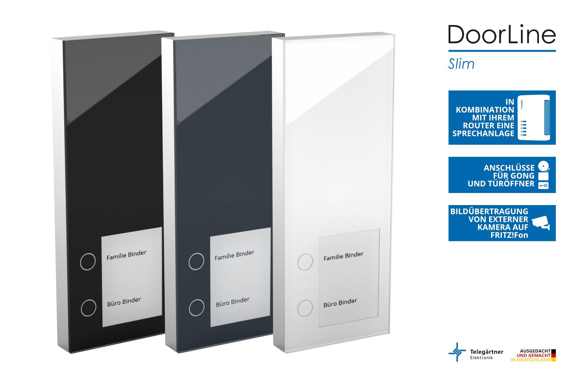DoorLine Slim DECT Smart der mit AVM zur Home Tür-Sprechanlage Türklingel (per Knopfdrück gekoppelt) FRITZ!Box Anthrazit