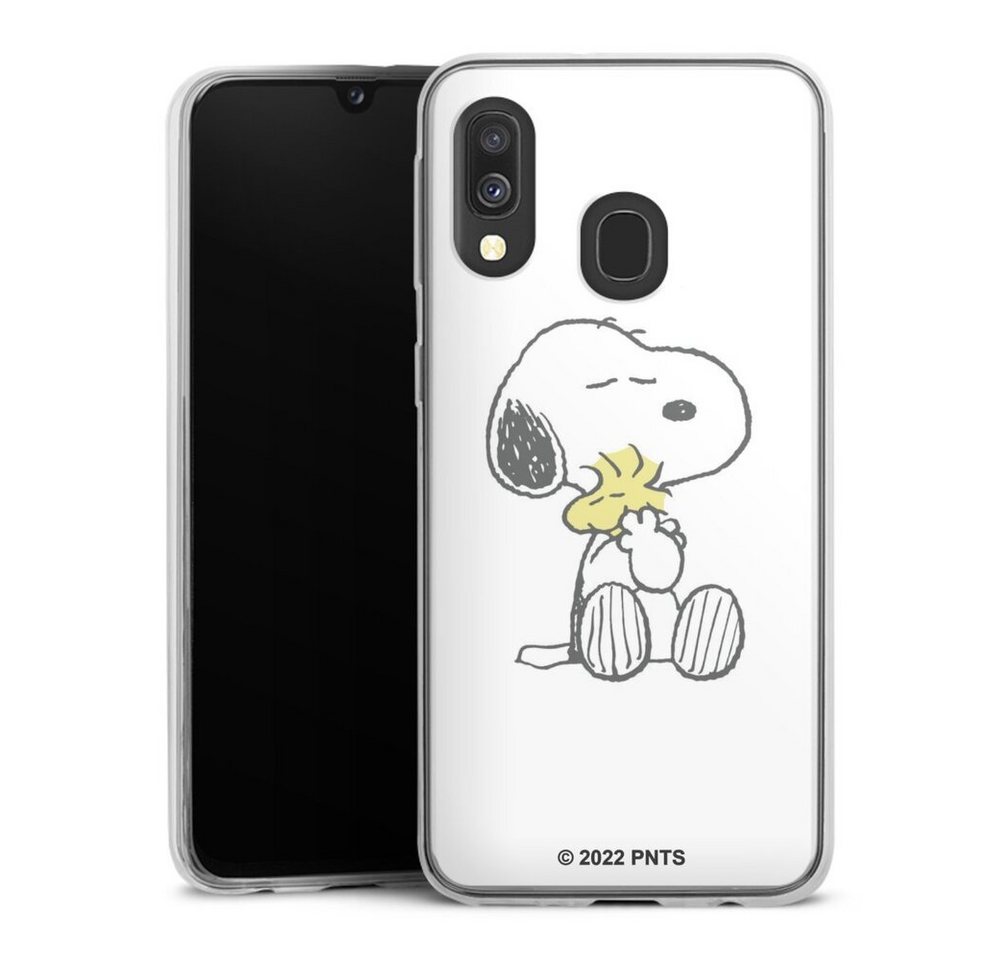 DeinDesign Handyhülle Peanuts Snoopy Liebe Snoopy And Woodstock Cuddling, Samsung Galaxy A40 Slim Case Silikon Hülle Ultra Dünn Schutzhülle