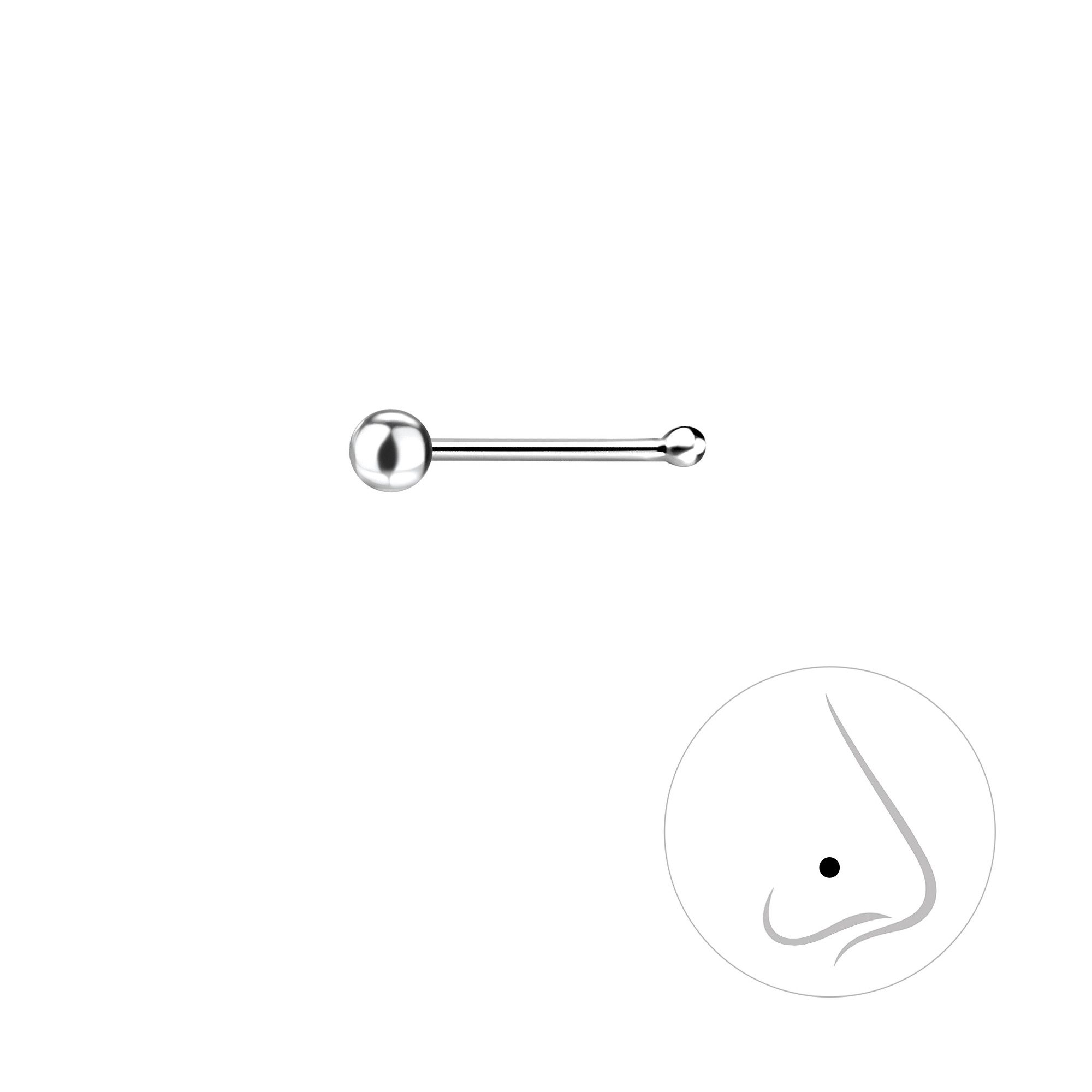 Monkimau Nasenpiercing 2mm Kugel Nasenstecker 925 Silber günstig online kaufen